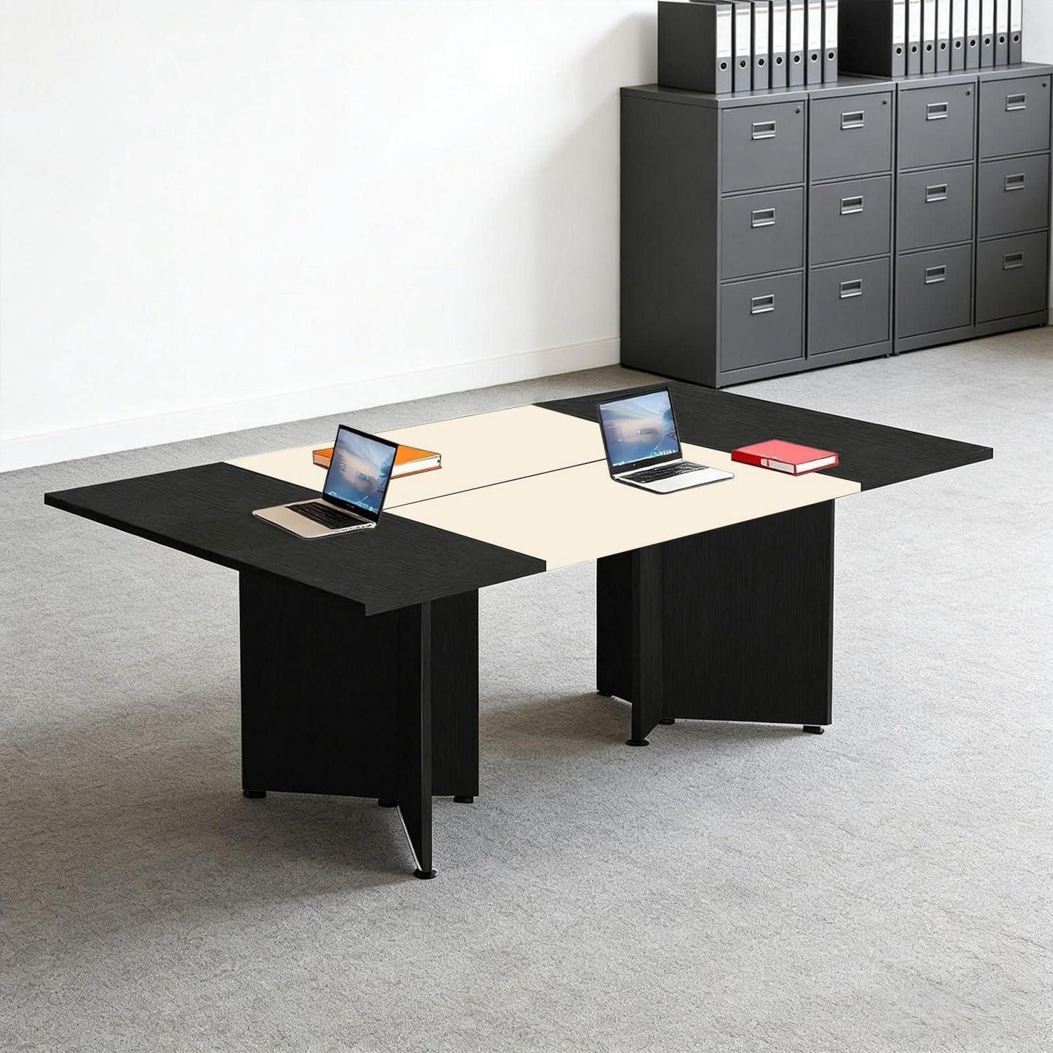 Konferenztisch Konferenztisch 400 cm x 100 cm x 74 cm (200 cm x 2) Black + Beige