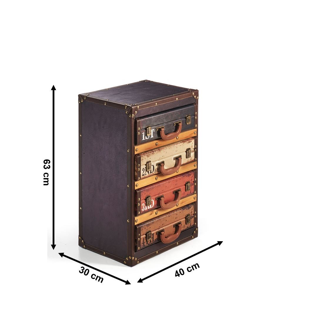 Kobolo Regal Kofferregal in Kofferoptik RETRO 4 Fächer 40x30x63 günstig online kaufen