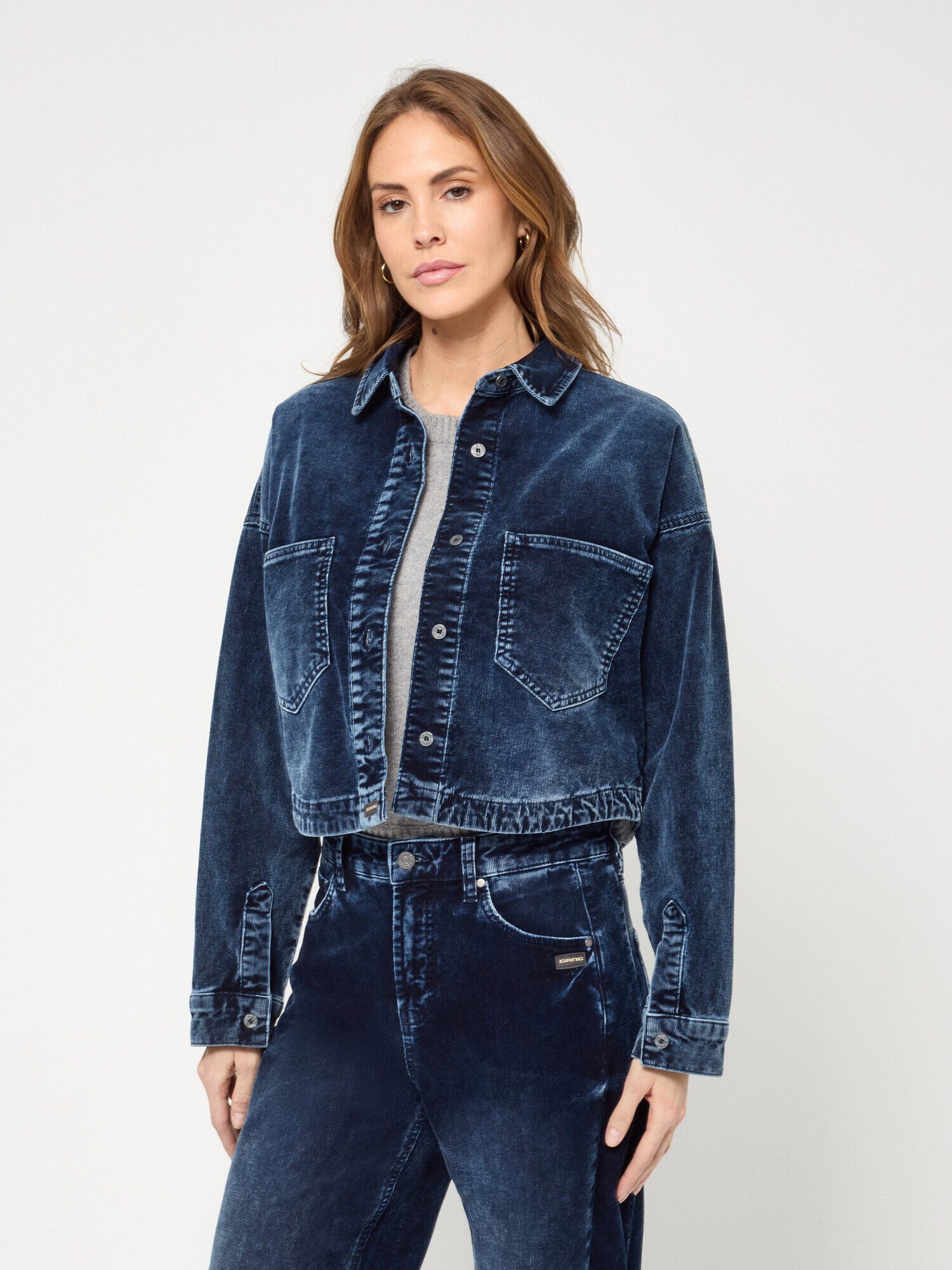 GANG Jeansjacke 94LUNA CROPPED mit Hemdkragen