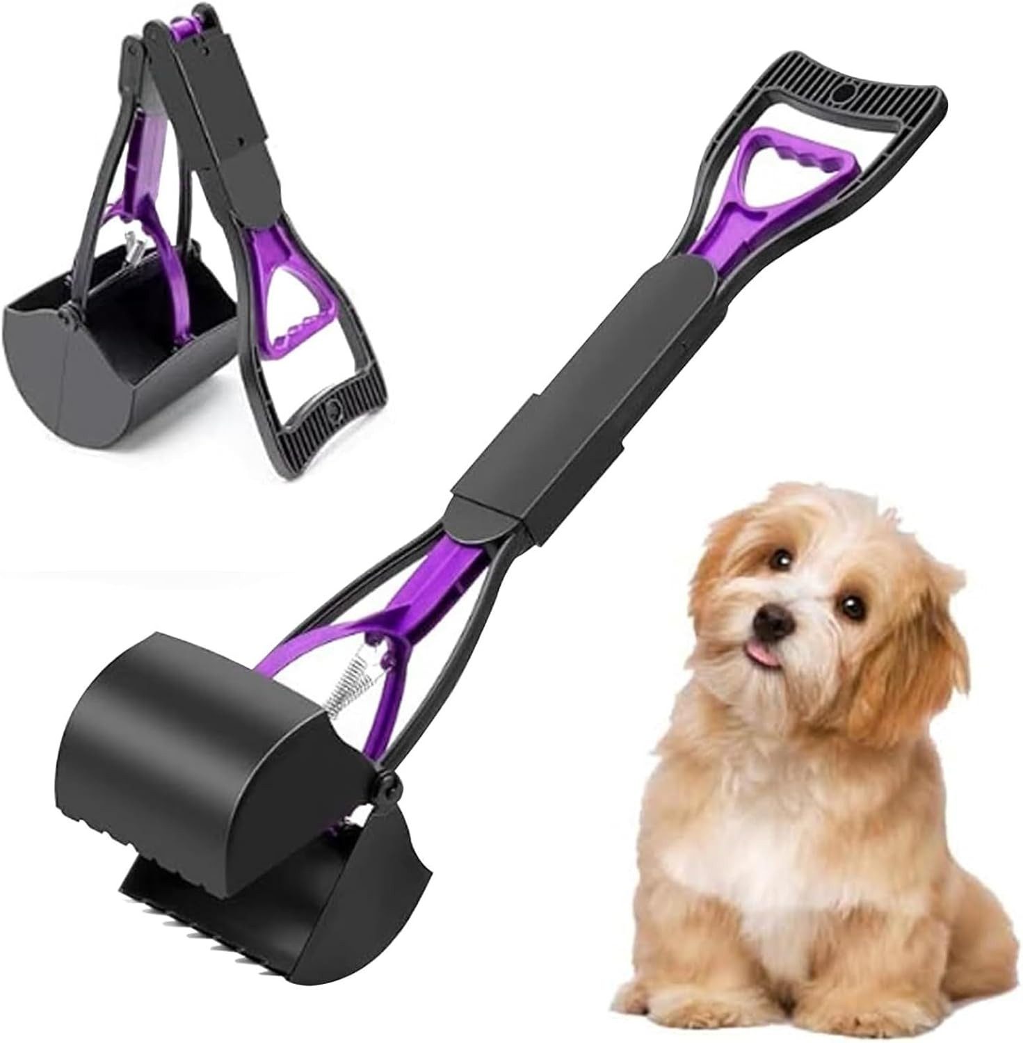 FELIXLEO Hundekotbeutel Hundekotschaufel 46cm Tragbar Langer Griff Faltbar für Hunde Lila