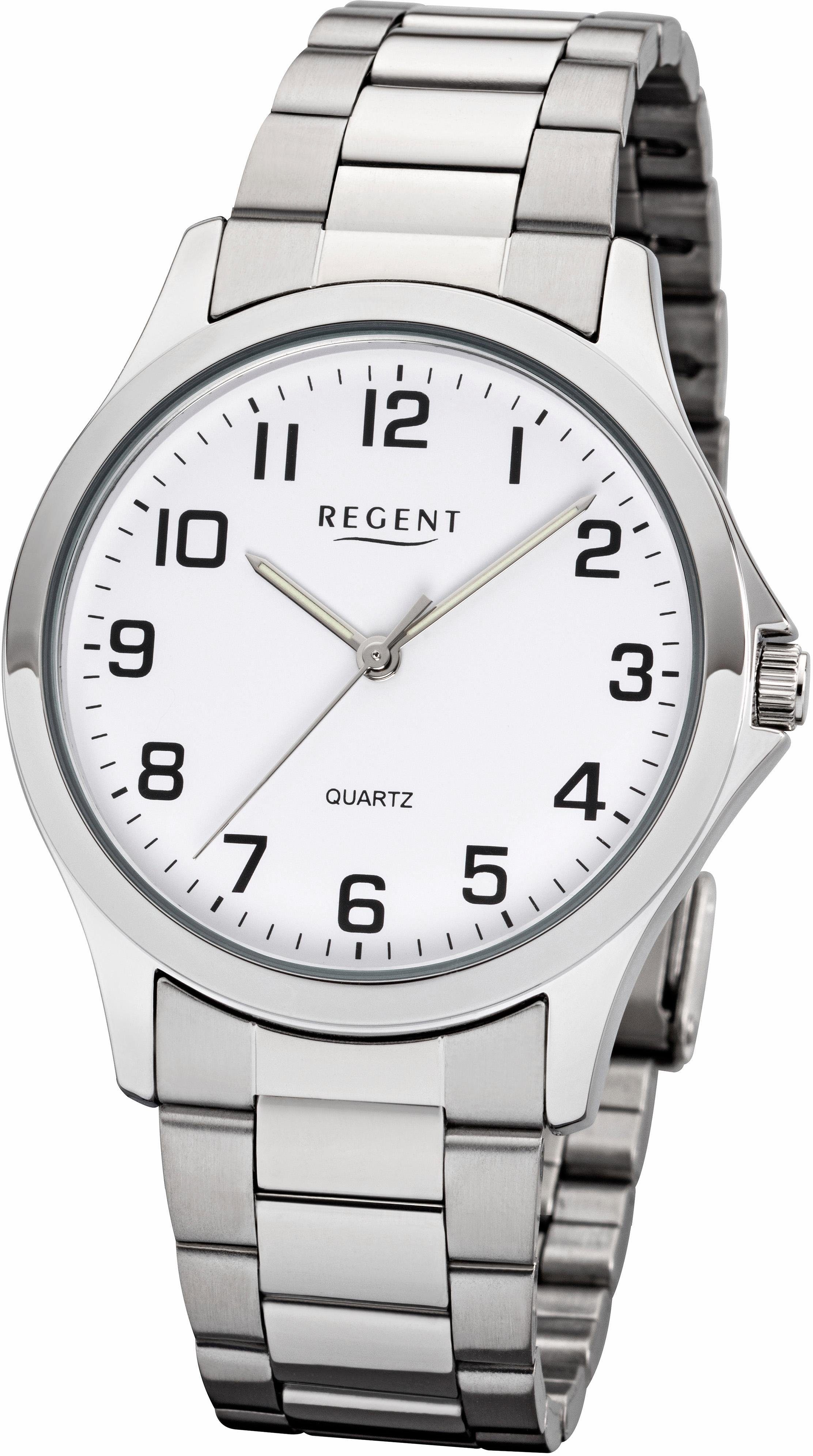 Regent Quarzuhr W-0017, 18357889, Armbanduhr, Herrenuhr, Damenuhr, Edelstahlarmband, Mineralglas
