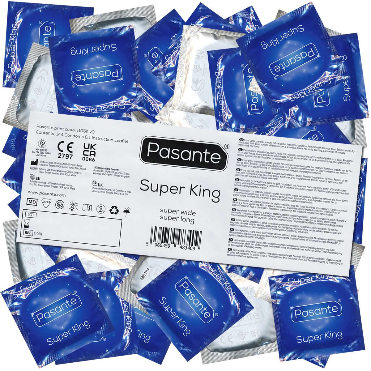 Pasante XXL-Kondome Super King Size (die größten Презервативы von Pasante) Packung mit, 144 St., extrem breite Презервативы für den richtig großen Penis, ideal für Männer, die viel Platz brauchen