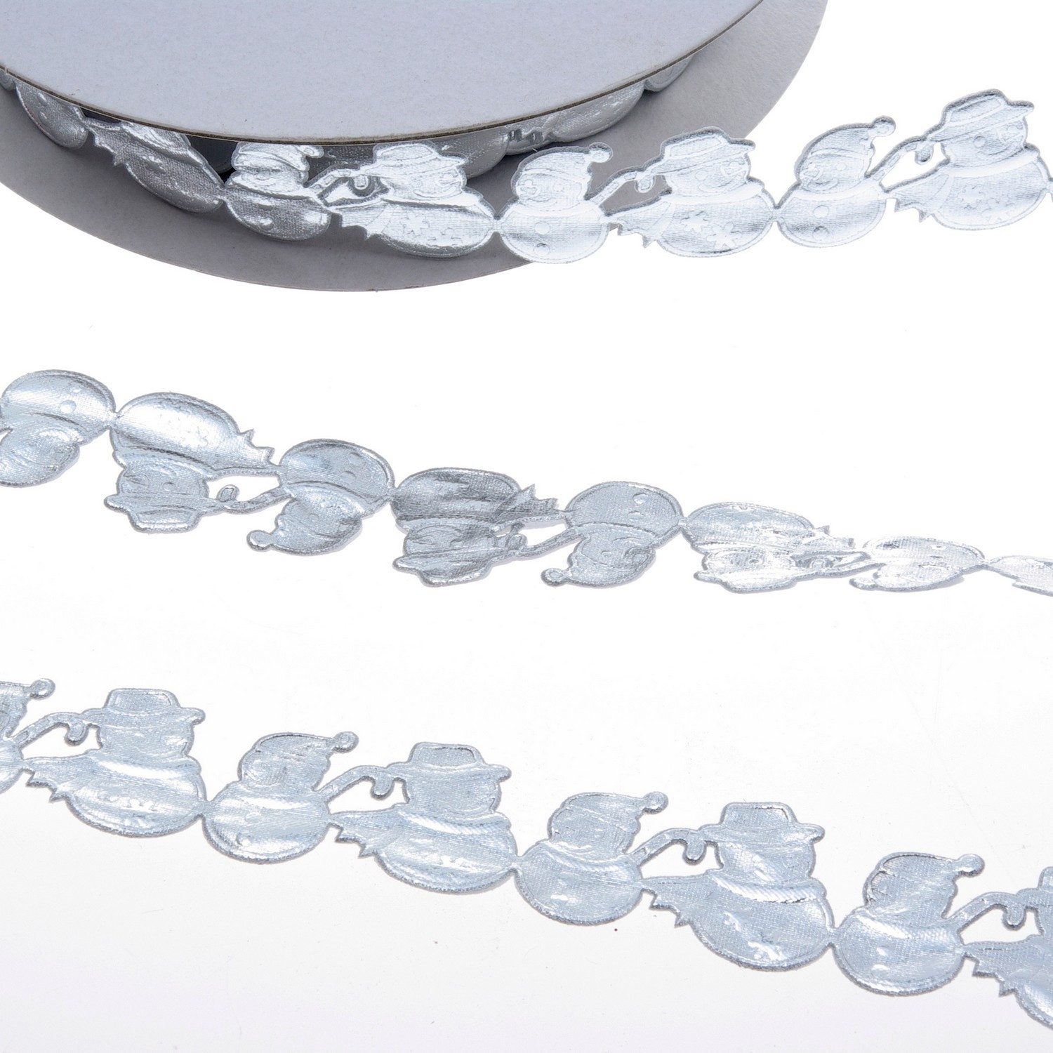 Deko AS Dekoband Selbstklebende Bordüre "Schneemann" - SekleBo® - Silber - 25 mm Breit