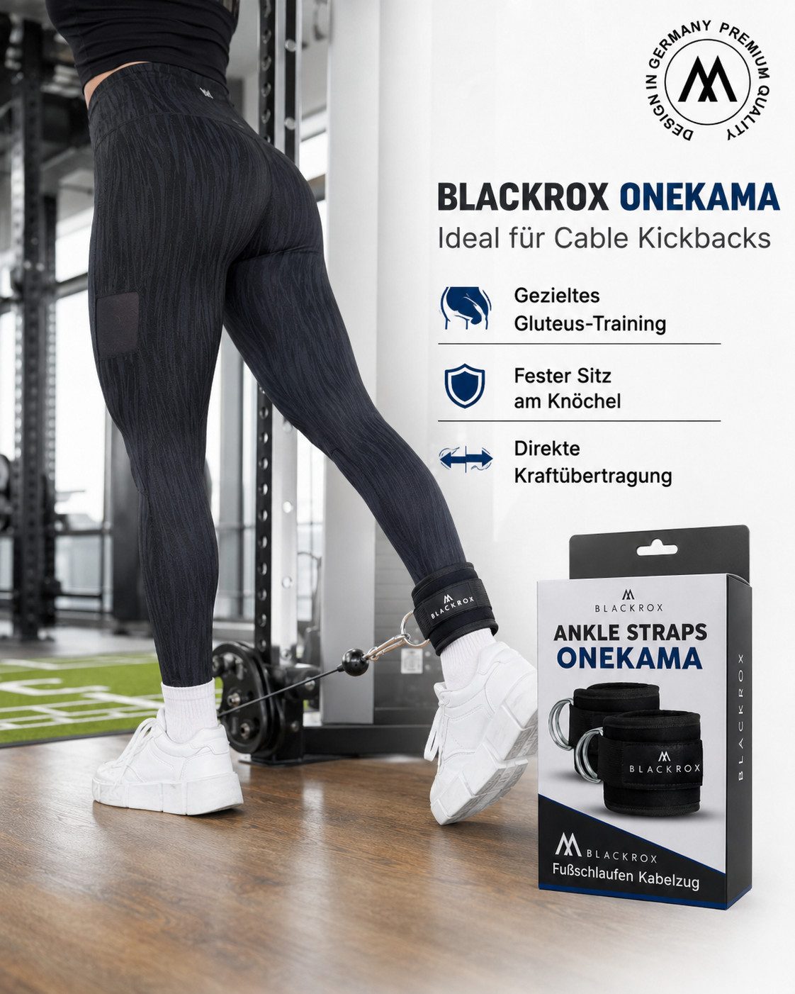 BLACKROX Trainingshilfe Fußschlaufen 2026, ONEKAMA, Training am Kabelzug, 2er Set