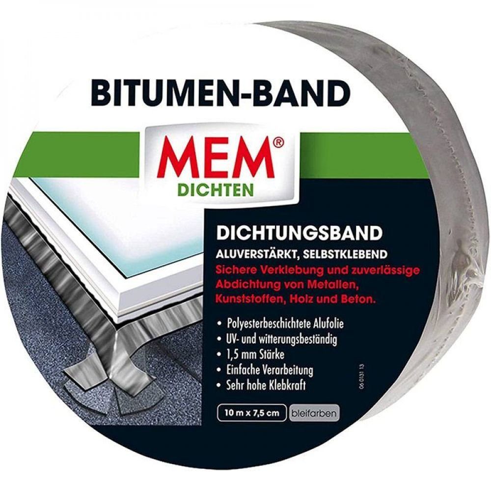 MEM Bauchemie Unterspannbahn MEM Bitumen-Band 10,0 m x 7,5 cm Bleifarben Dichtungsband aluverstärk