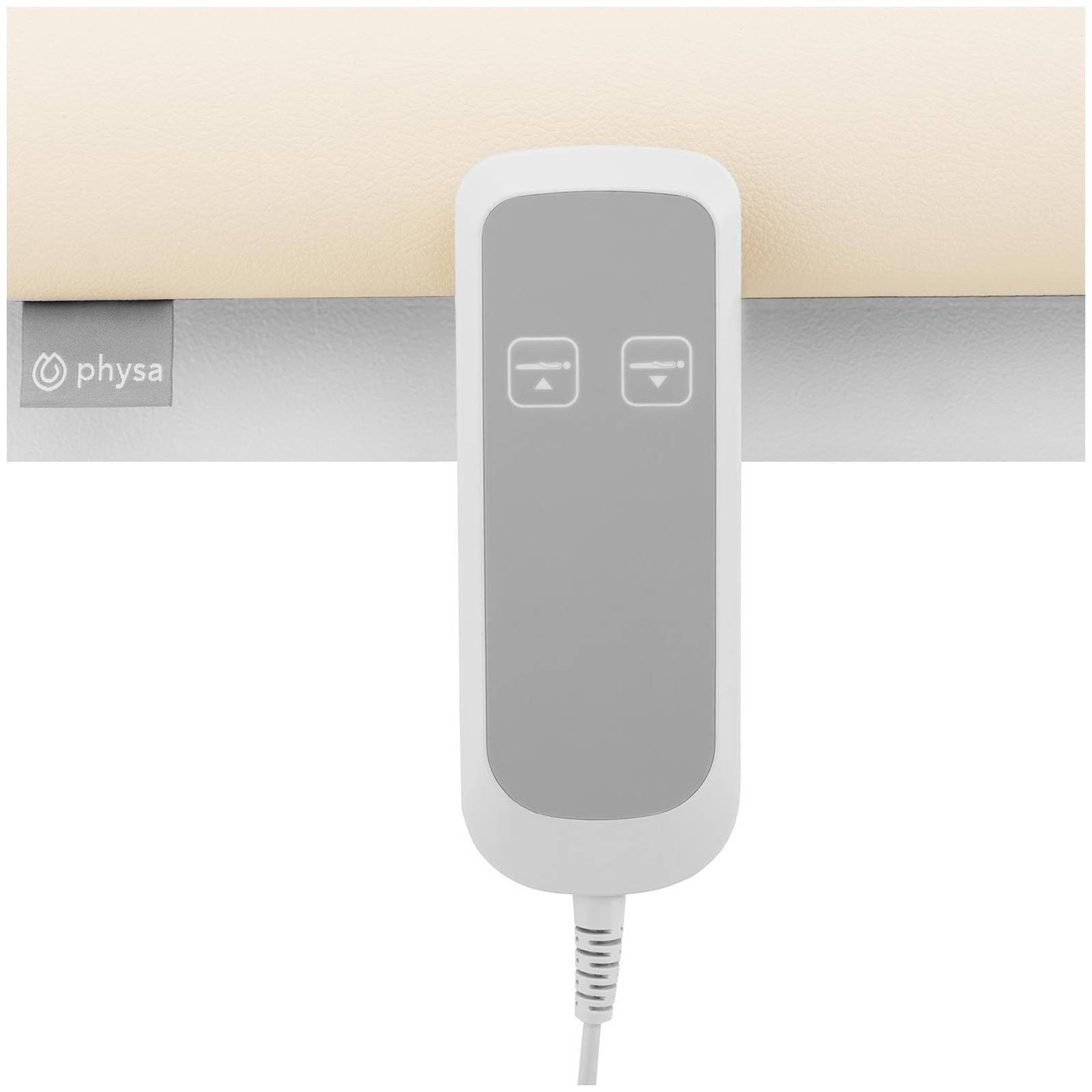 Physa Massageliege elektrisch Massagebank Therapieliege 200 kg Beige Fußpedal Räder, Beige