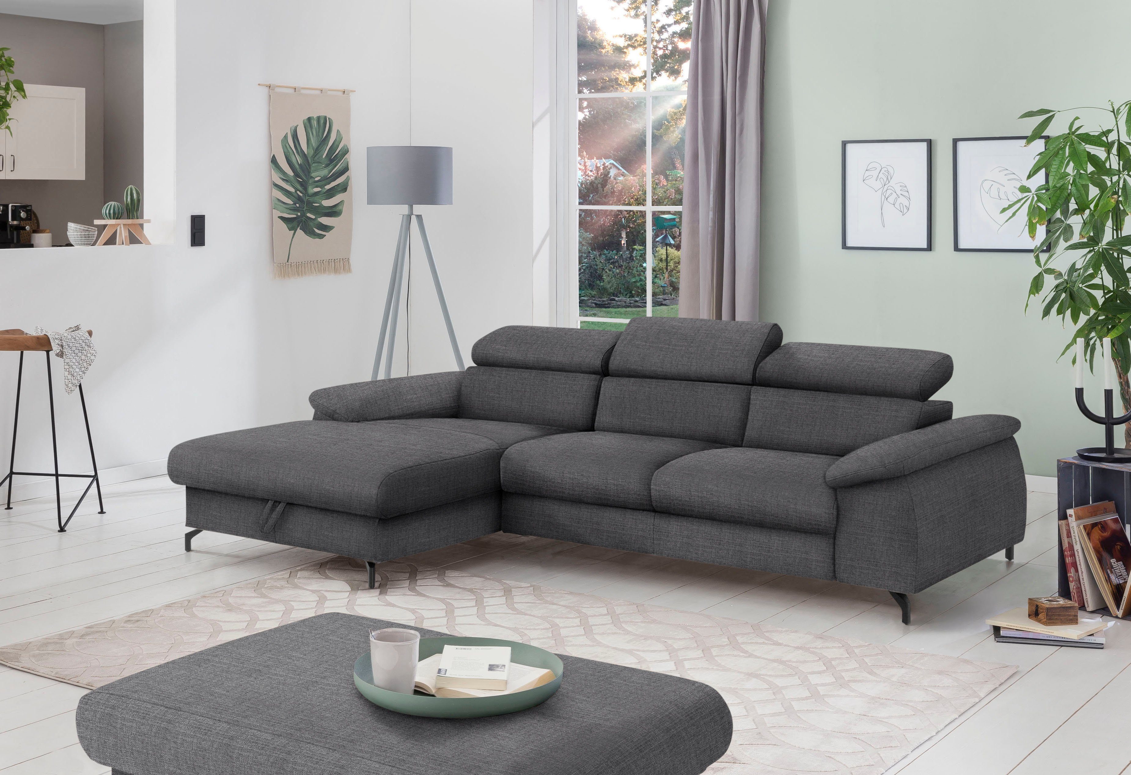 COTTA Ecksofa "Kitty L-Form, B: 242 cm" mit Kopfteilverstellung, optional B günstig online kaufen