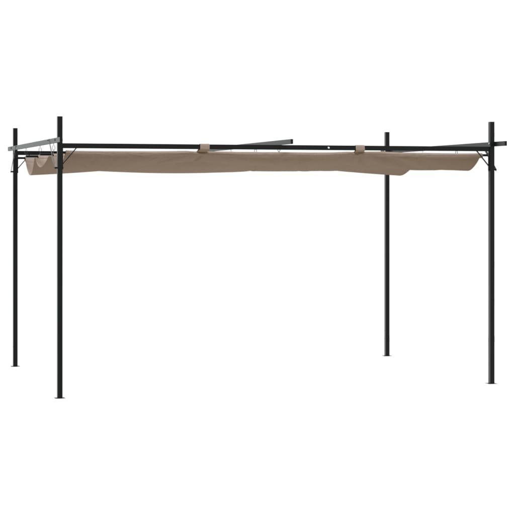 Pavillon Taupe Pergola mit Schiebedach Taupe 395x292x230 cm Pavillon Aluminium