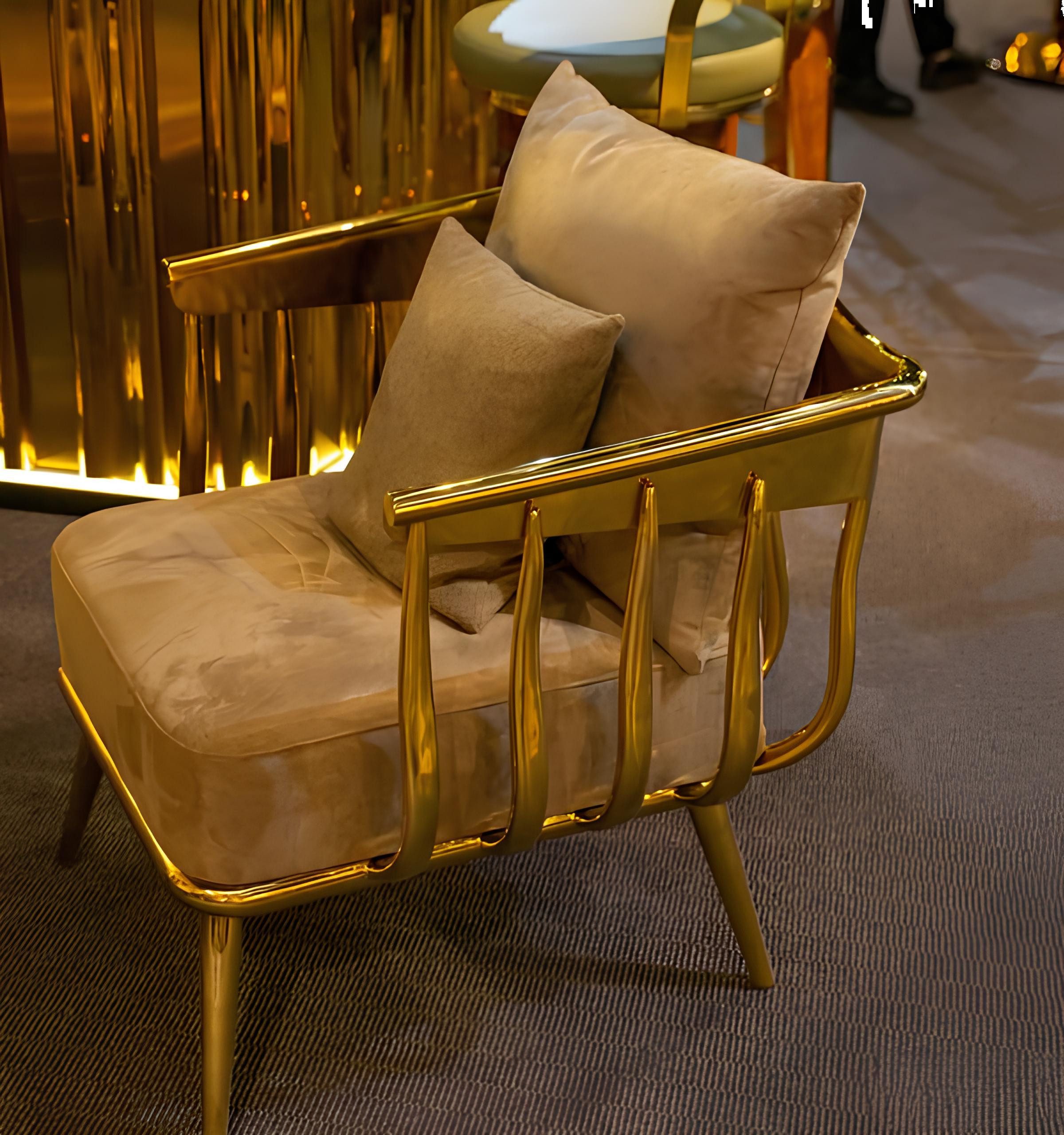 Xlmoebel Loungesessel Neue Gruppe von Lounge Club Stühlen mit Metallgestell im Design-Stil. (Sessel), Hergestellt in Europa