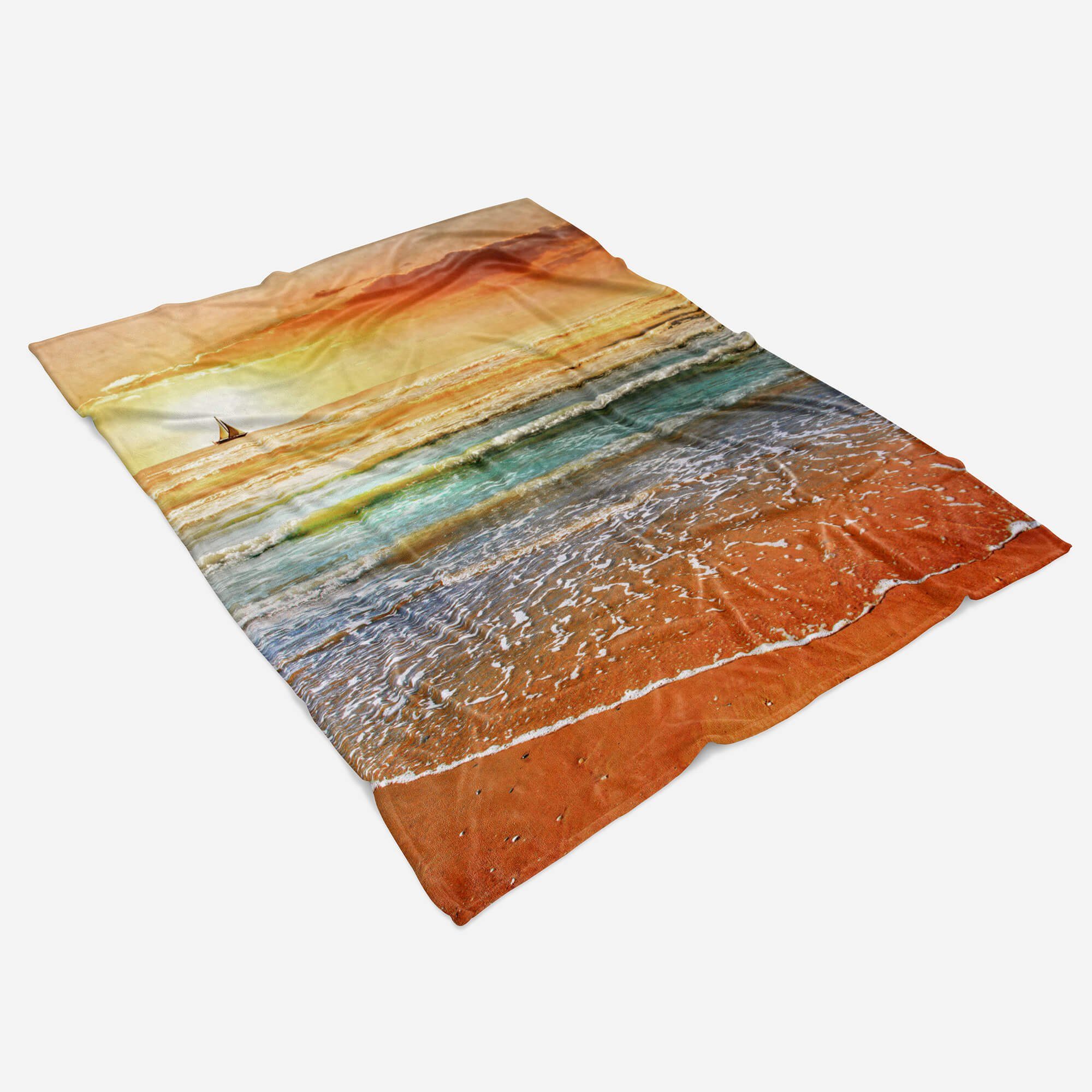 Malerisch Kuscheldecke Seg, Handtuch Baumwolle-Polyester-Mix Strandhandtuch Saunatuch Handtücher Handtuch Fotomotiv Art (1-St), Sinus Meer mit