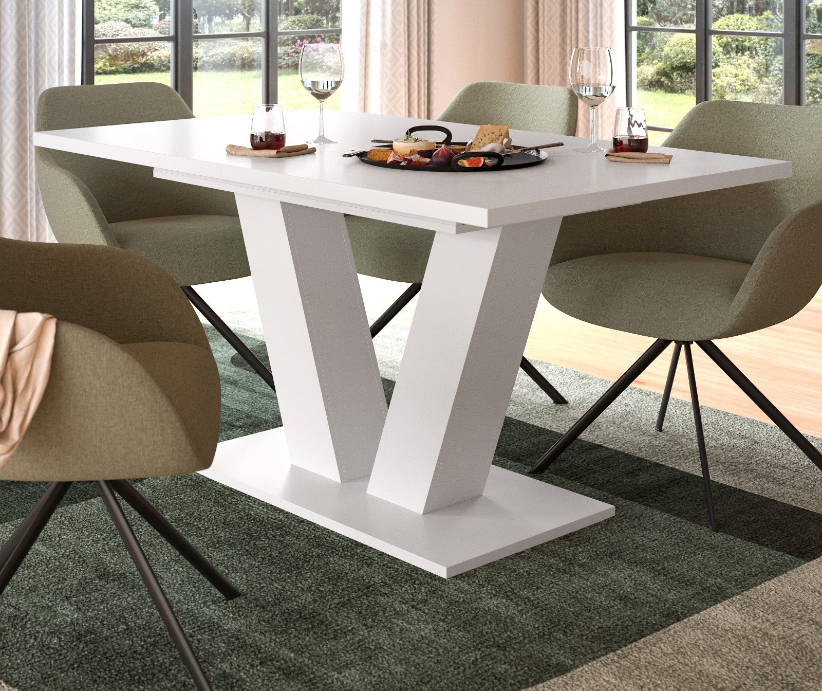 Inn.Furn Esstisch Home-X (Küchentisch in weiß, ausziehbar 150 - 190 cm), 2 bis 8 Personen