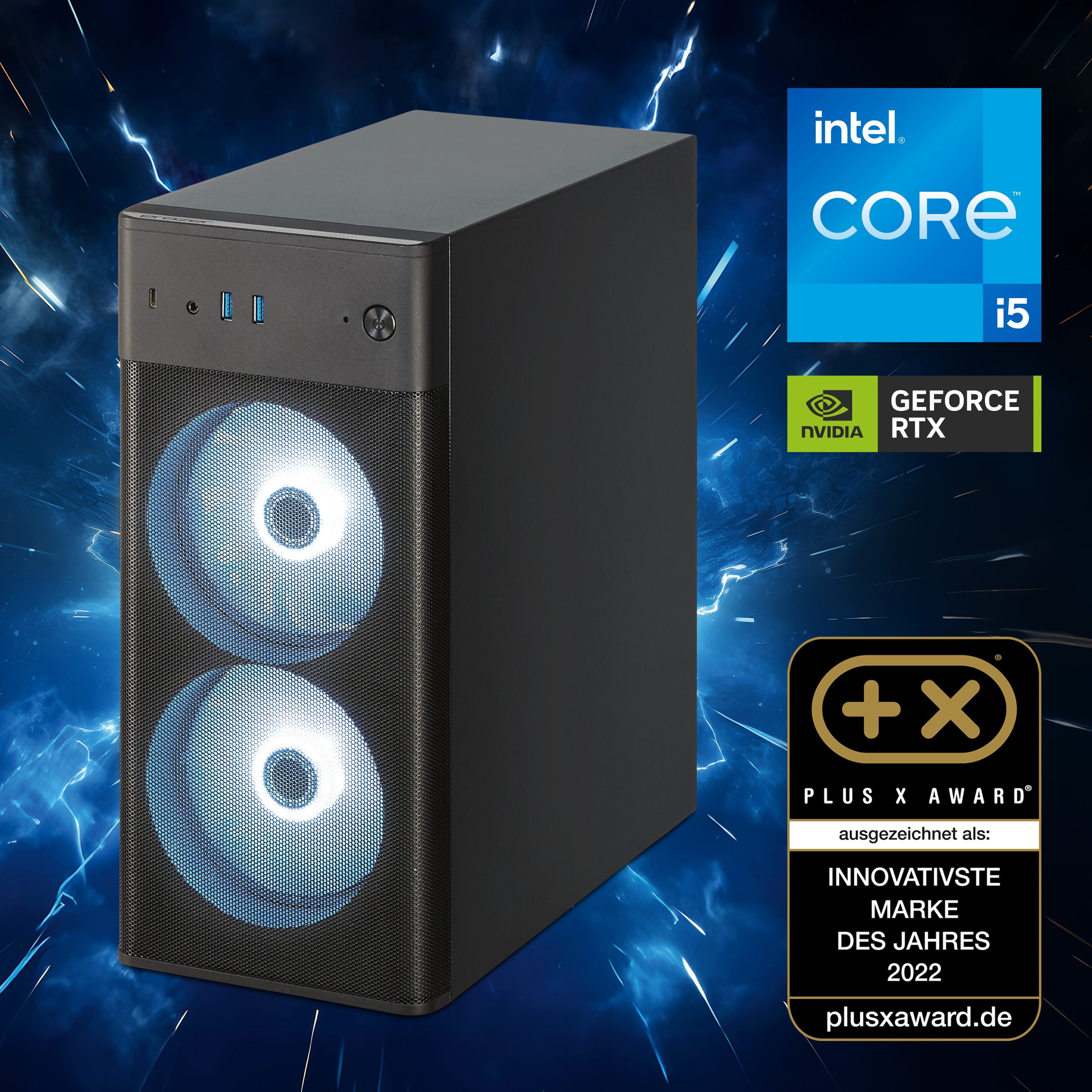 ERAZER Core Gaming PC ERAZER Recon P40 (MD340026) Gaming-PC (Intel Core i5 14400, NVIDIA GeForce RTX 5060, 16 GB RAM, 1000 GB SSD, RECON_P40)