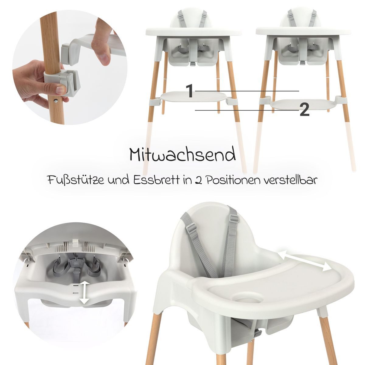 Zamboo Hochstuhl Grau, Baby Kinderhochstuhl ab 6 Monate, 3,5 kg leicht, mit günstig online kaufen