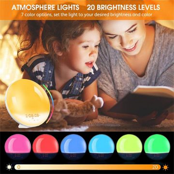 autolock LED Nachttischlampe Nachtlicht, farbiger Wecker mit Touch-Funktion, UKW-Radio inklusive