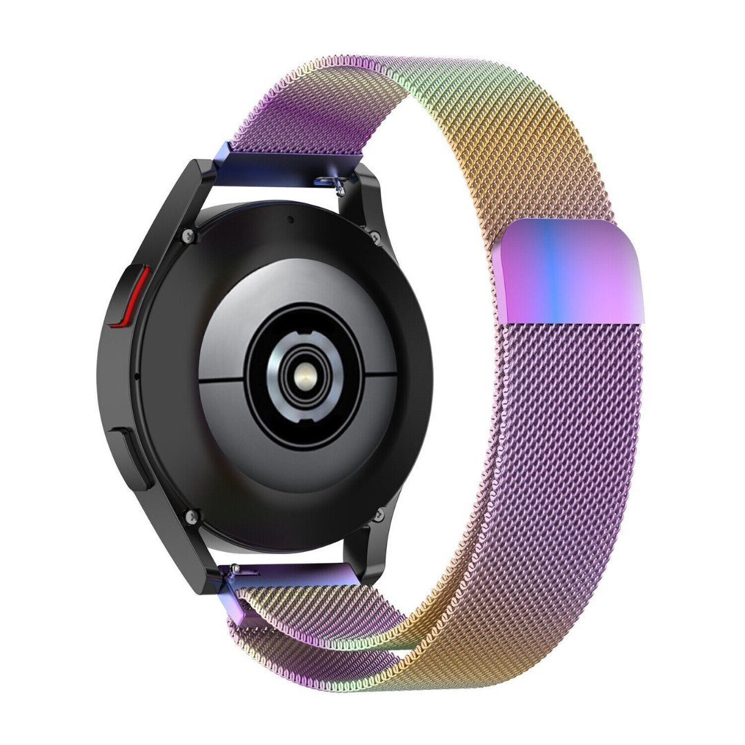 SmartUP Uhrenarmband Uhrenarmband für Huawei Watch GT / GT2 / GT2e GT3 / Pro Edelstahl, Milanese Armband, zeitloses Design, stufenlos verstellbar Regenbogen