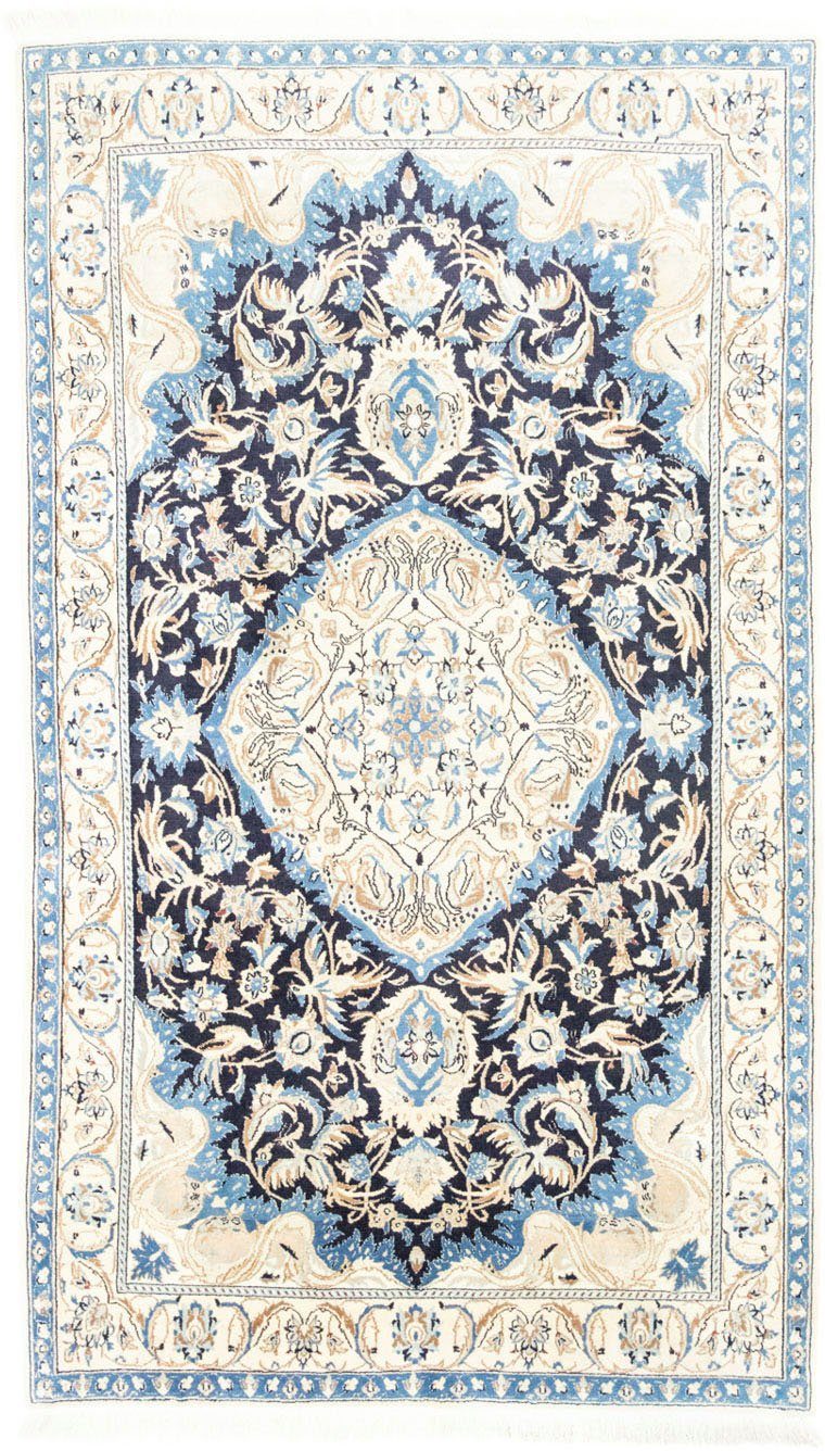 cm, 10 Geometrisch 125 x Unikat Blu mit scuro rechteckig, 208 mm, Nain Zertifikat Wollteppich Höhe: morgenland,
