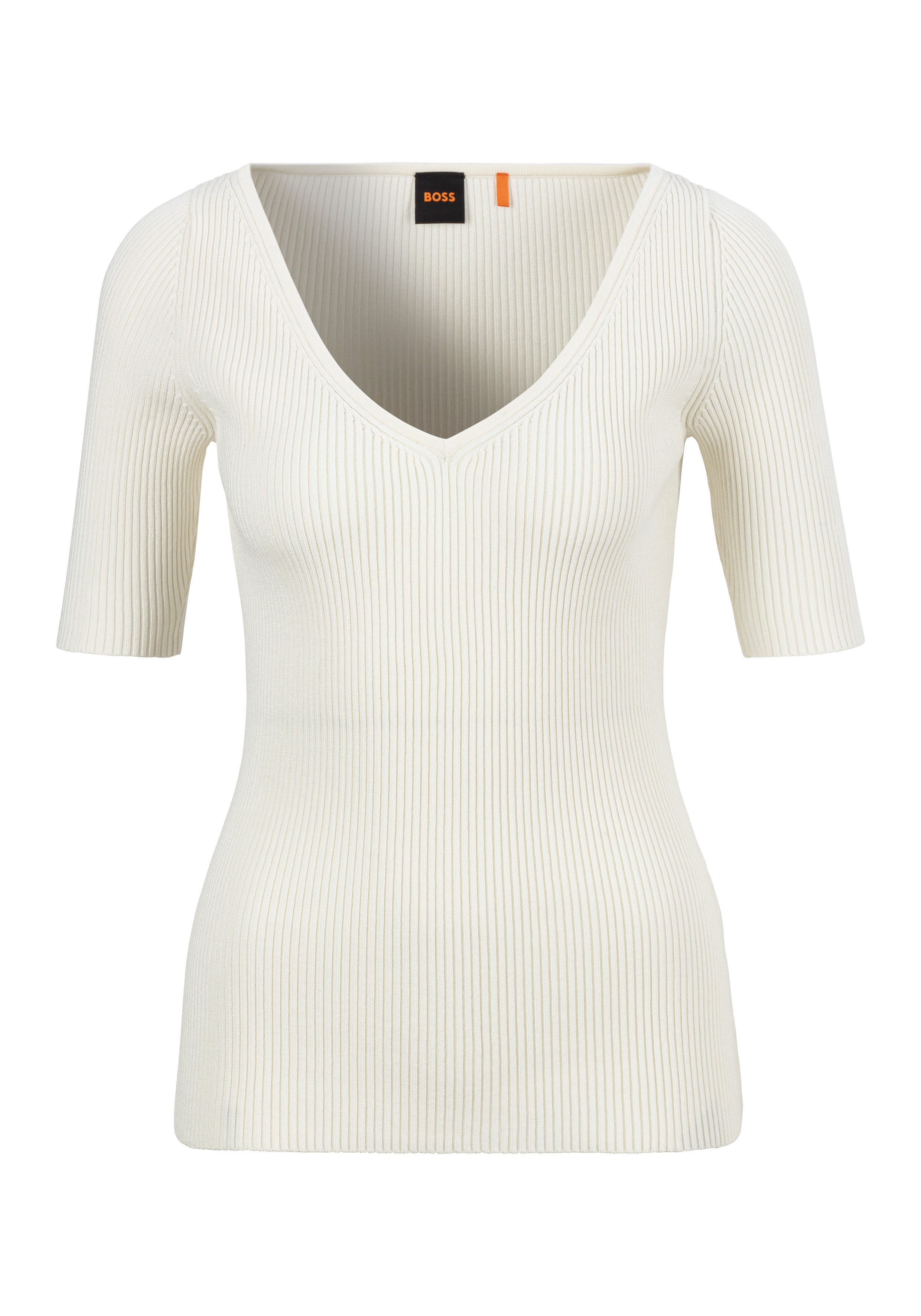 BOSS ORANGE Strickpullover Faradisco Premium Damenmode mit BOSS Metallcharm günstig online kaufen