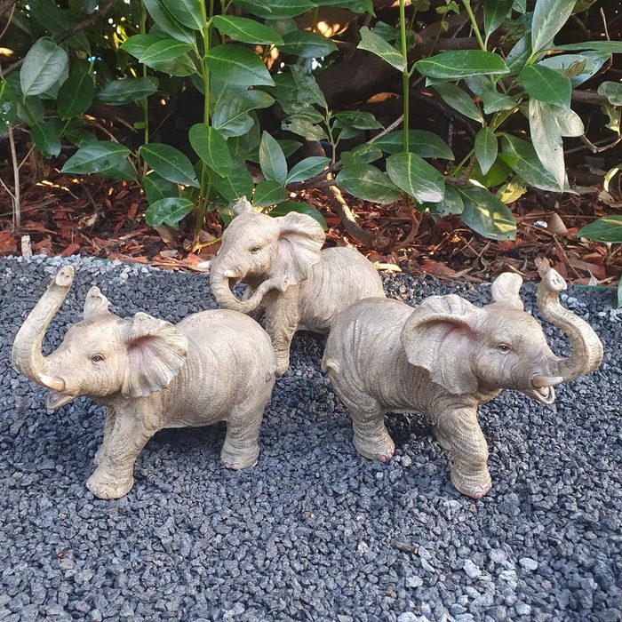 Aspinaworld Gartenfigur Gartenfigur 3er Set Elefanten Figuren 16 cm
