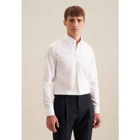 seidensticker Businesshemd Slim Slim Langarm Button-Down-Kragen Uni