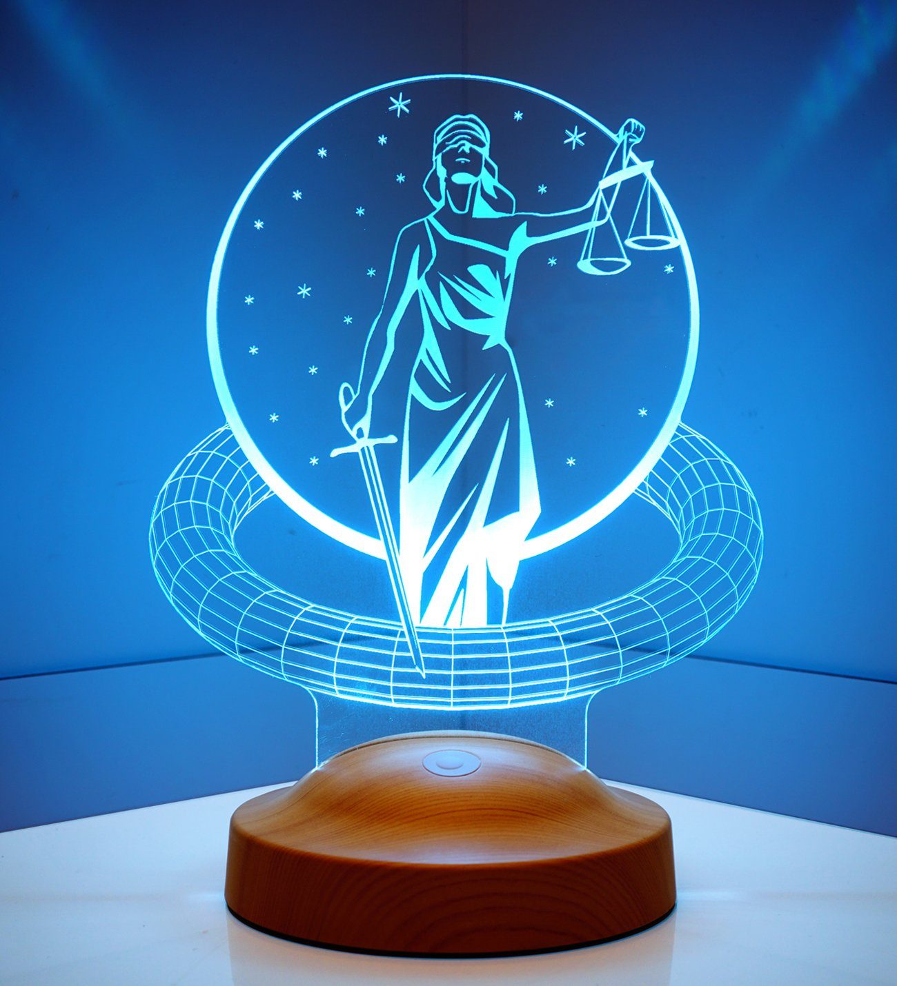 Geschenkelampe LED Nachttischlampe Gerechtigkeit Geschenk für Berufs Einsteiger 3D Anwaltslampe, Leuchte 7 Farben fest integriert, Geschenk für Berufseinstieg, Rechtsanwalt