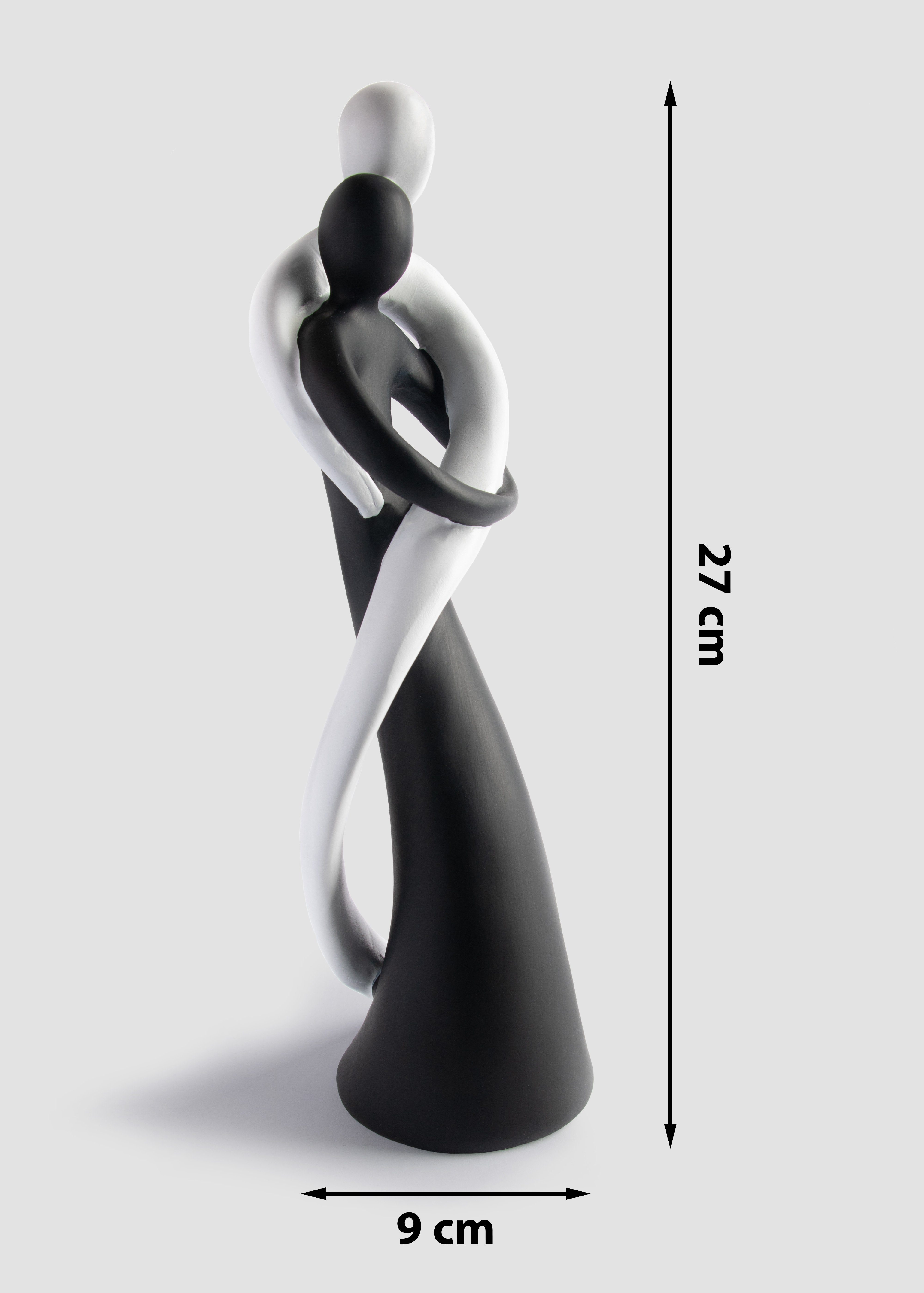 Dekofigur Liebe, Marmorit Harmonisches - & für handbemalte aus Symbol hoch Schwarz Paar Feinknick Skulptur 27cm stilvolles Weiß in