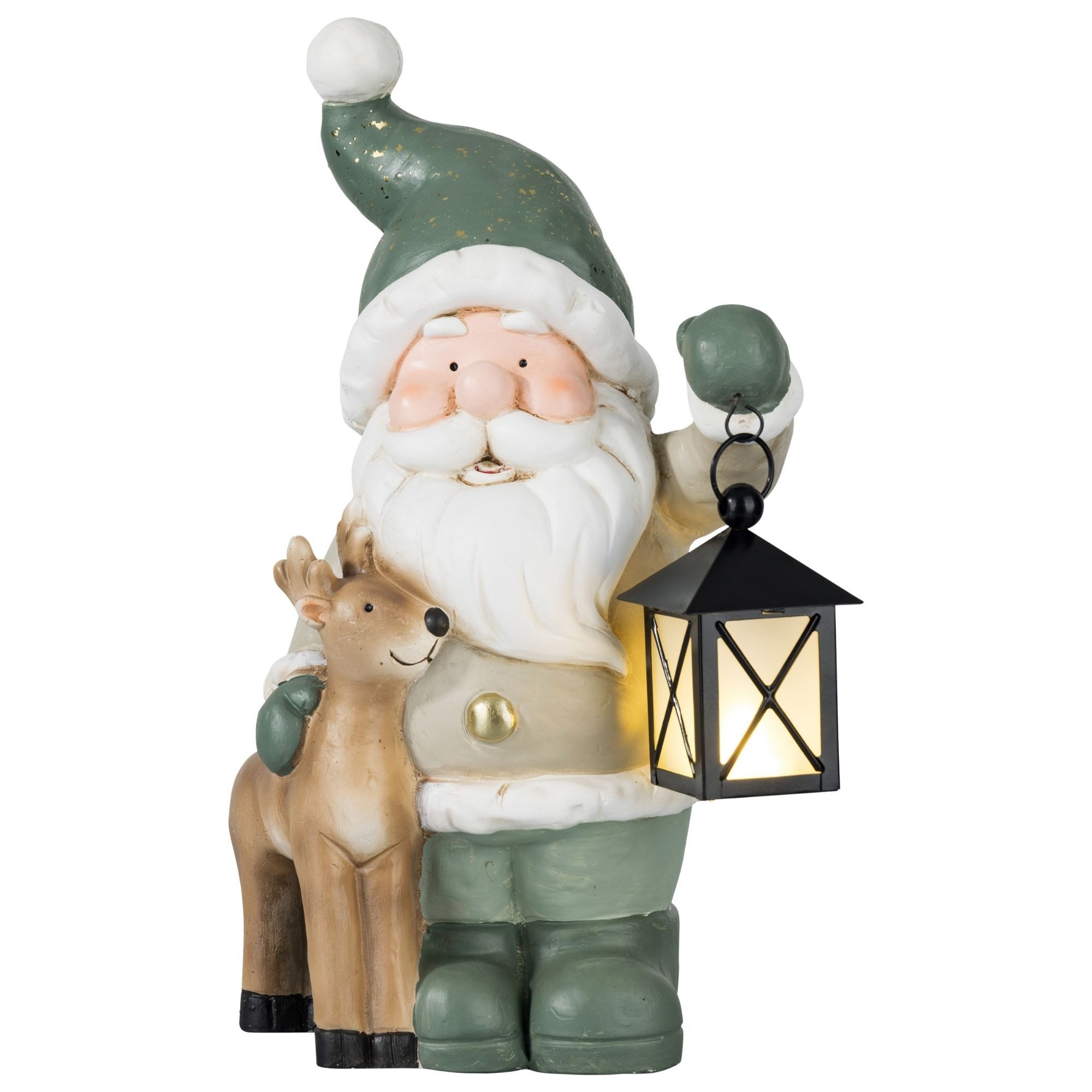 Kamelio Weihnachtsfigur Weihnachtsdeko Figur Weihnachtsfiguren mit LED Laterne Deko Figur (1 St), mit LED Laterne
