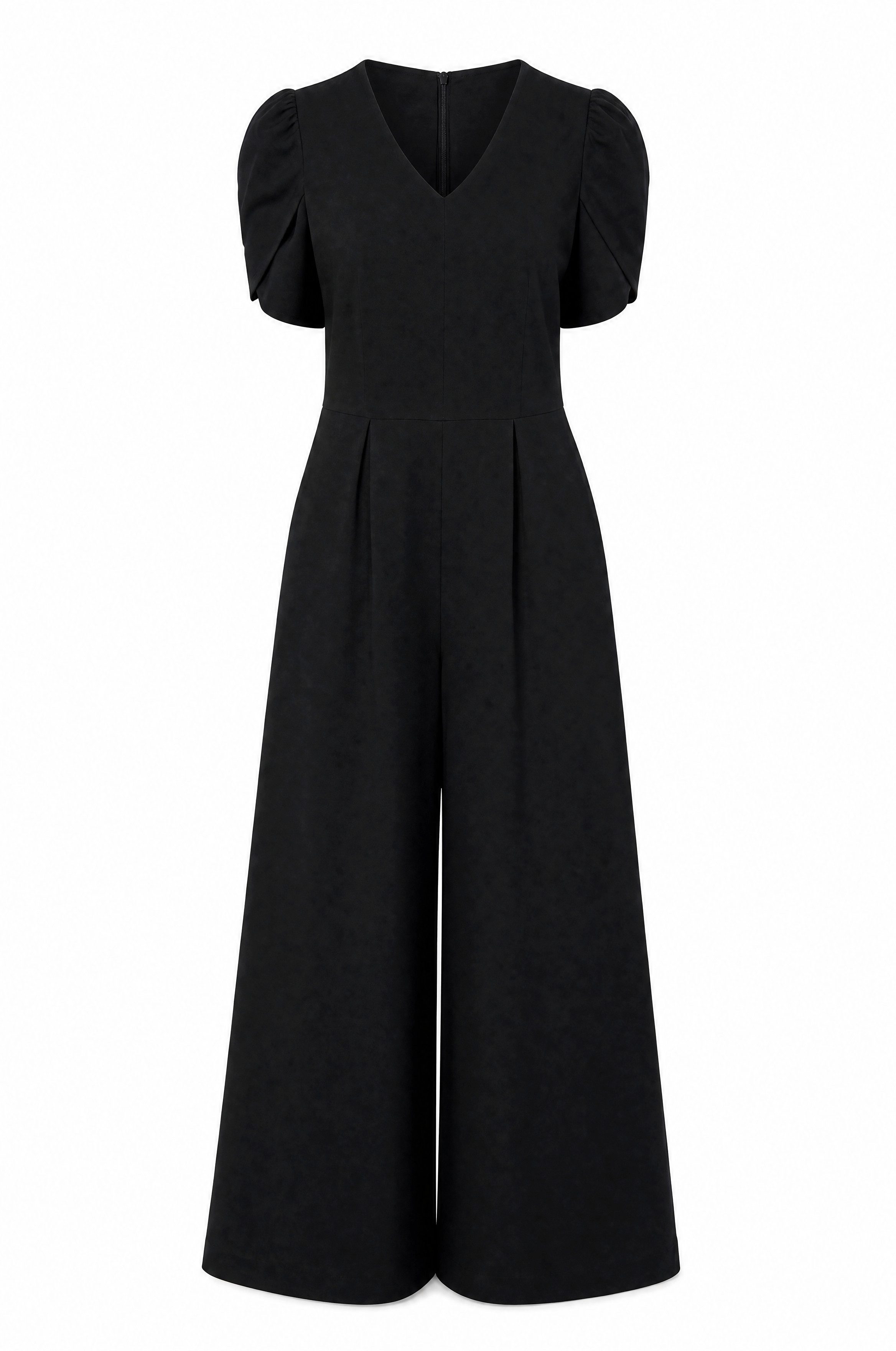 NADINE H Overall Viskose Jumpsuit elegant Schwarz ideal für Frühling mit V-Ausschnitt