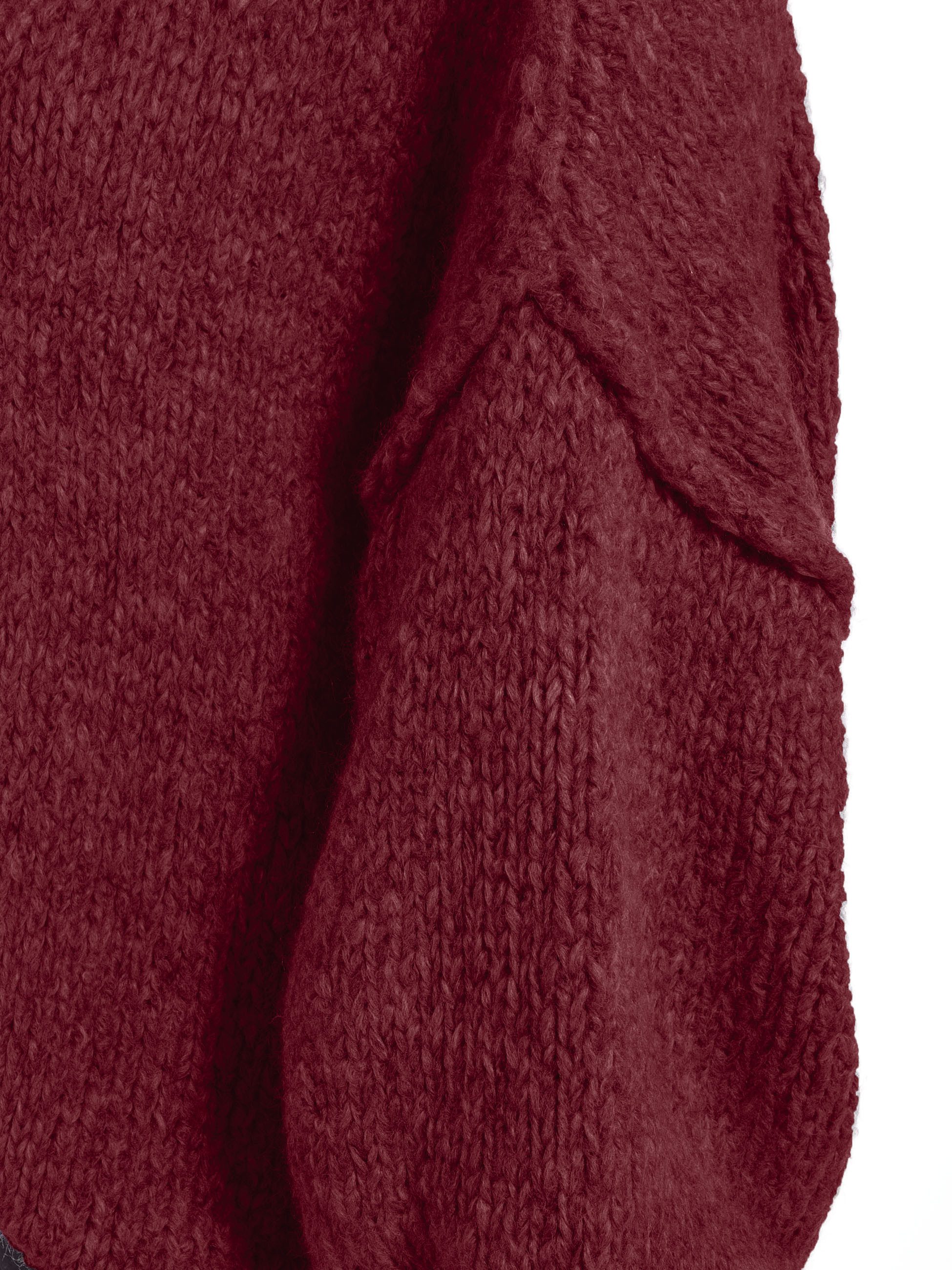 PEKIVESSA Strickpullover Ultra-Oversized Grobstrick-Pullover mit Ziernähten an den Ballonärmeln