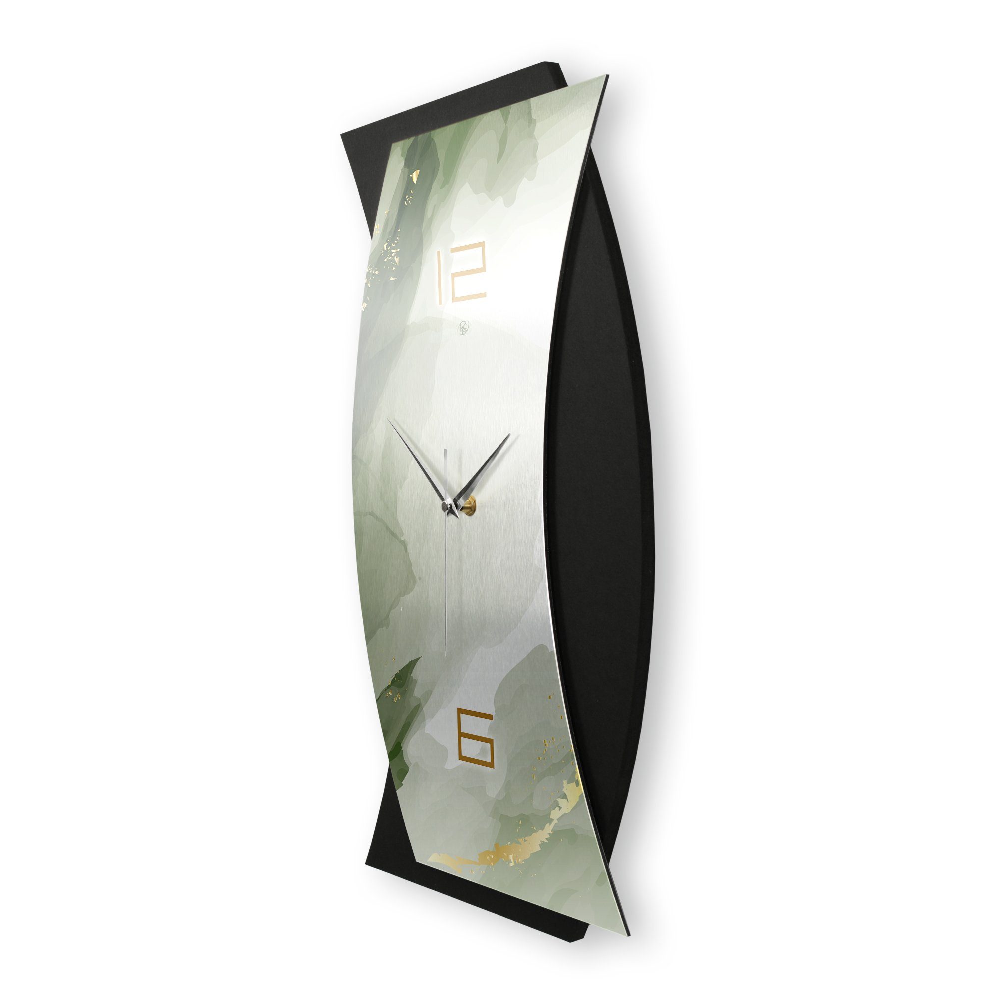 Kreative Feder Wanduhr 3D Designer-WANDUHR Green (ohne Ticken; Funk- oder Quarzuhrwerk; elegant, außergewöhnlich, modern)