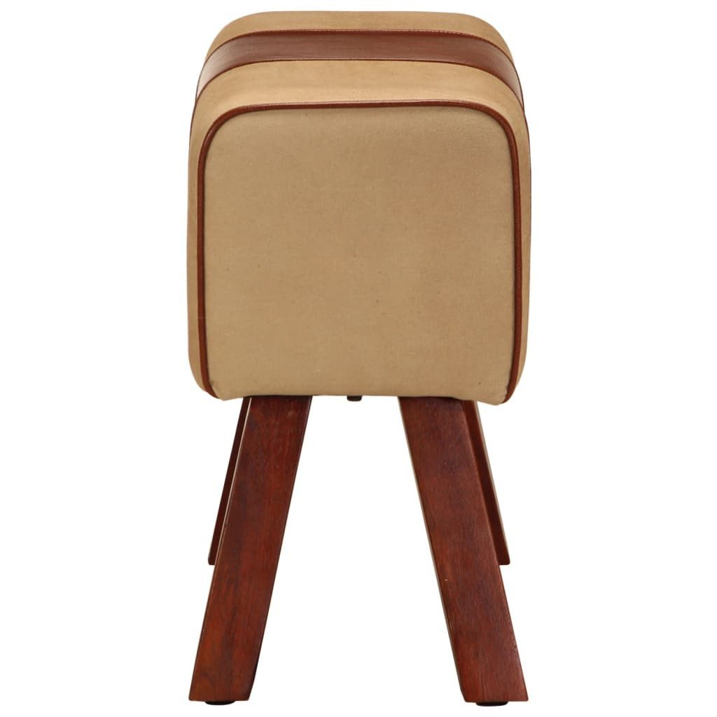 vidaXL Essbank Sitzbank Turnbock-Design 58 cm Braun Echtleder Massivholz