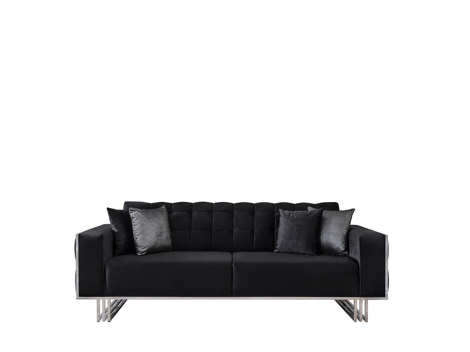 Möbel Sofa JVmoebel Schwarz Dreisitzer Sofas Einrichtung Couch Polster Big-Sofa, Couchen