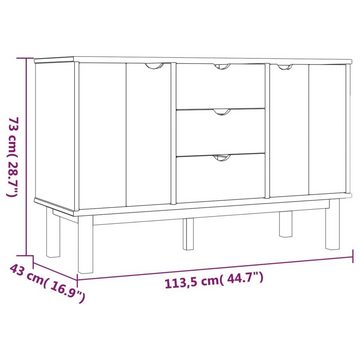 furnicato Sideboard OTTA Braun&Weiß 113,5x43x73 cm Massivholz Kiefer