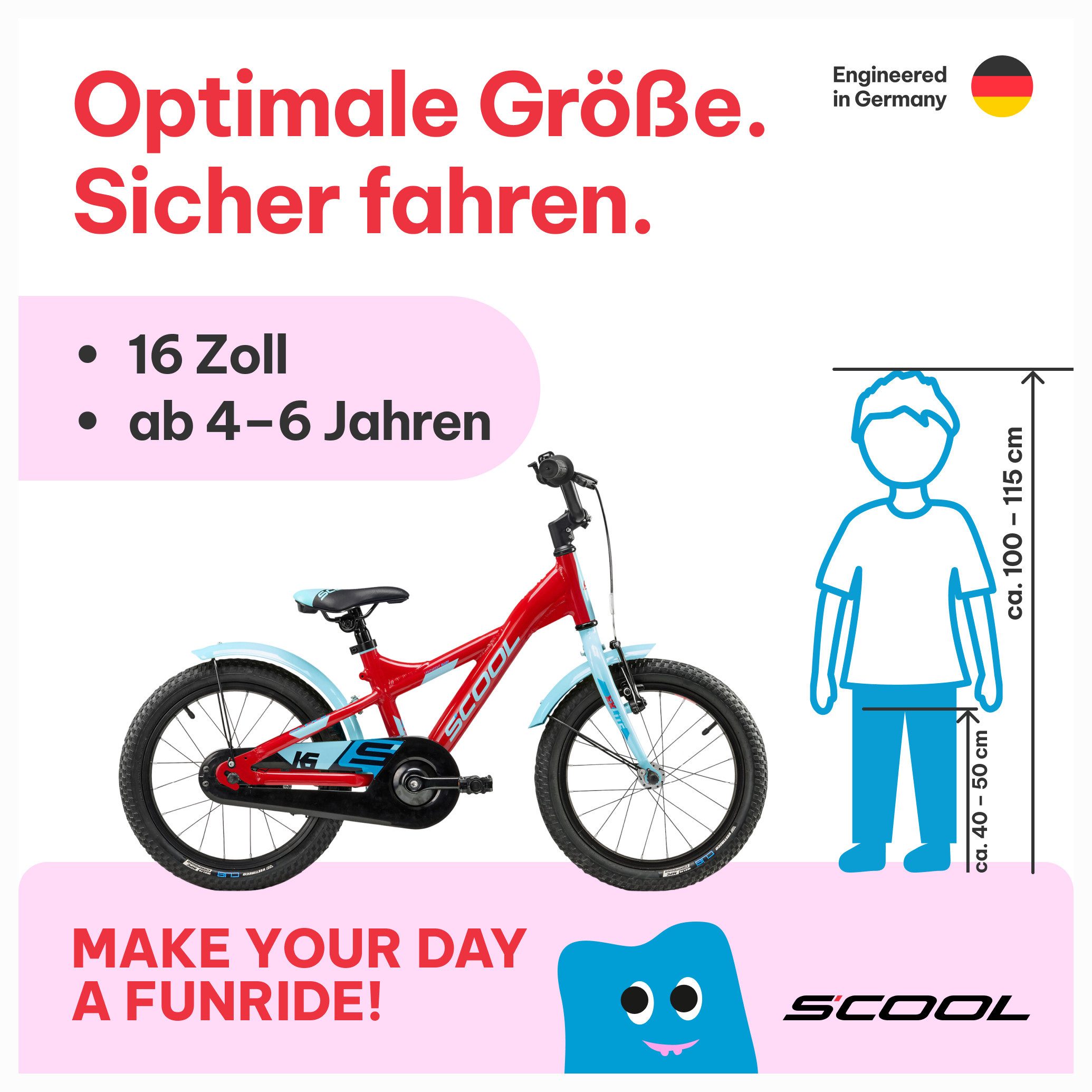 S’COOL Kinderfahrrad XXlite, 1 Gang, 12 / 16 / 18 Zoll