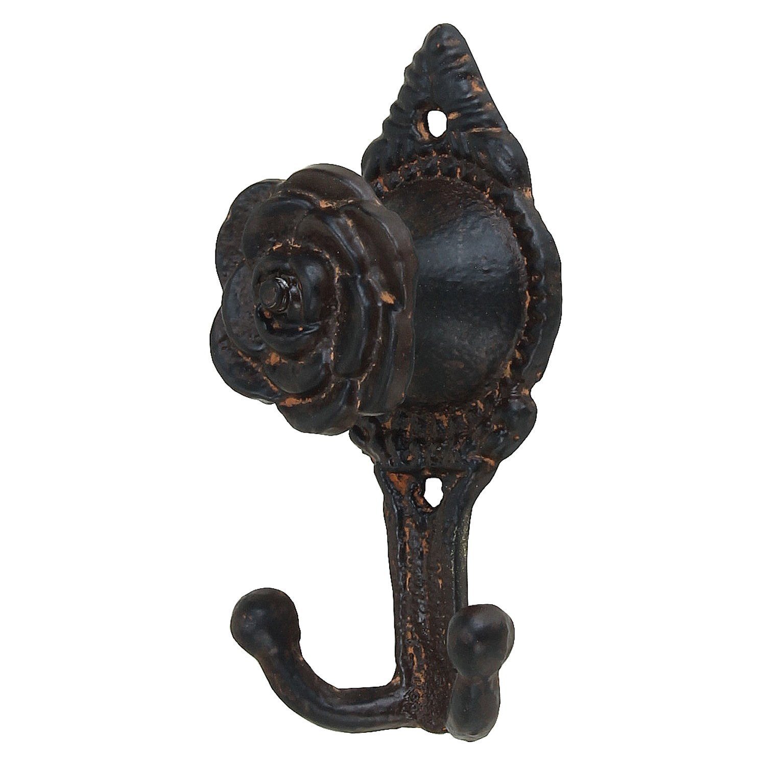 Macosa Home Wandhaken Wandhaken Blume mit 2 Haken Metall rund Vintage Dlrostfarben Landhaus, Wand, Garderobenhaken Kleiderhaken Handtuchhaken Dekohaken