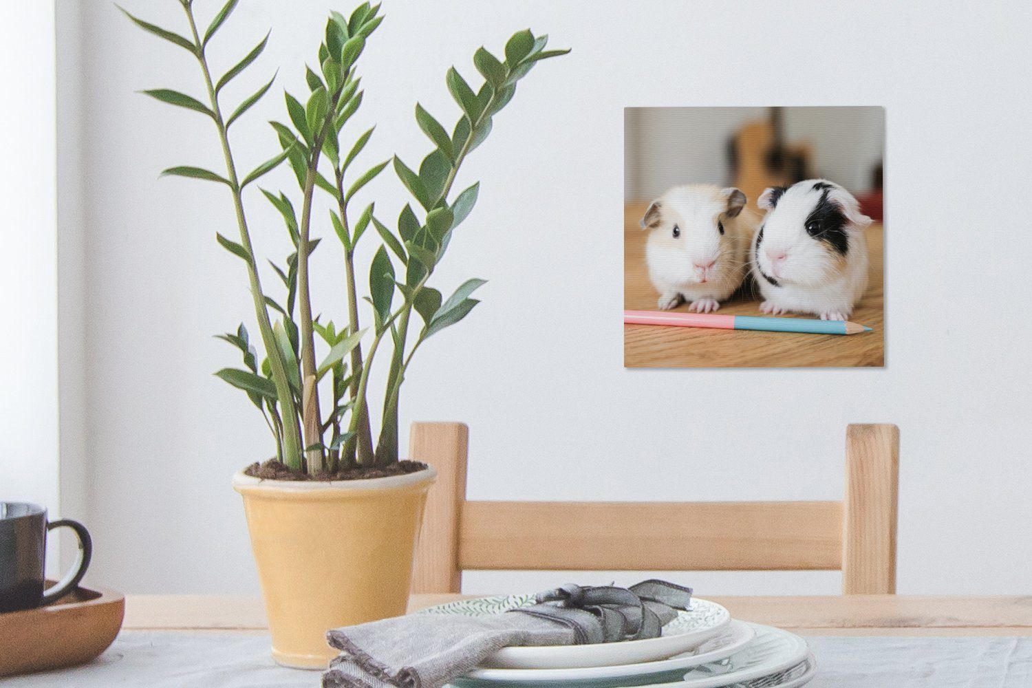 Wohnzimmer für Leinwand Bilder Leinwandbild OneMillionCanvasses® Entzückende (1 Baby-Meerschweinchen, St), Schlafzimmer