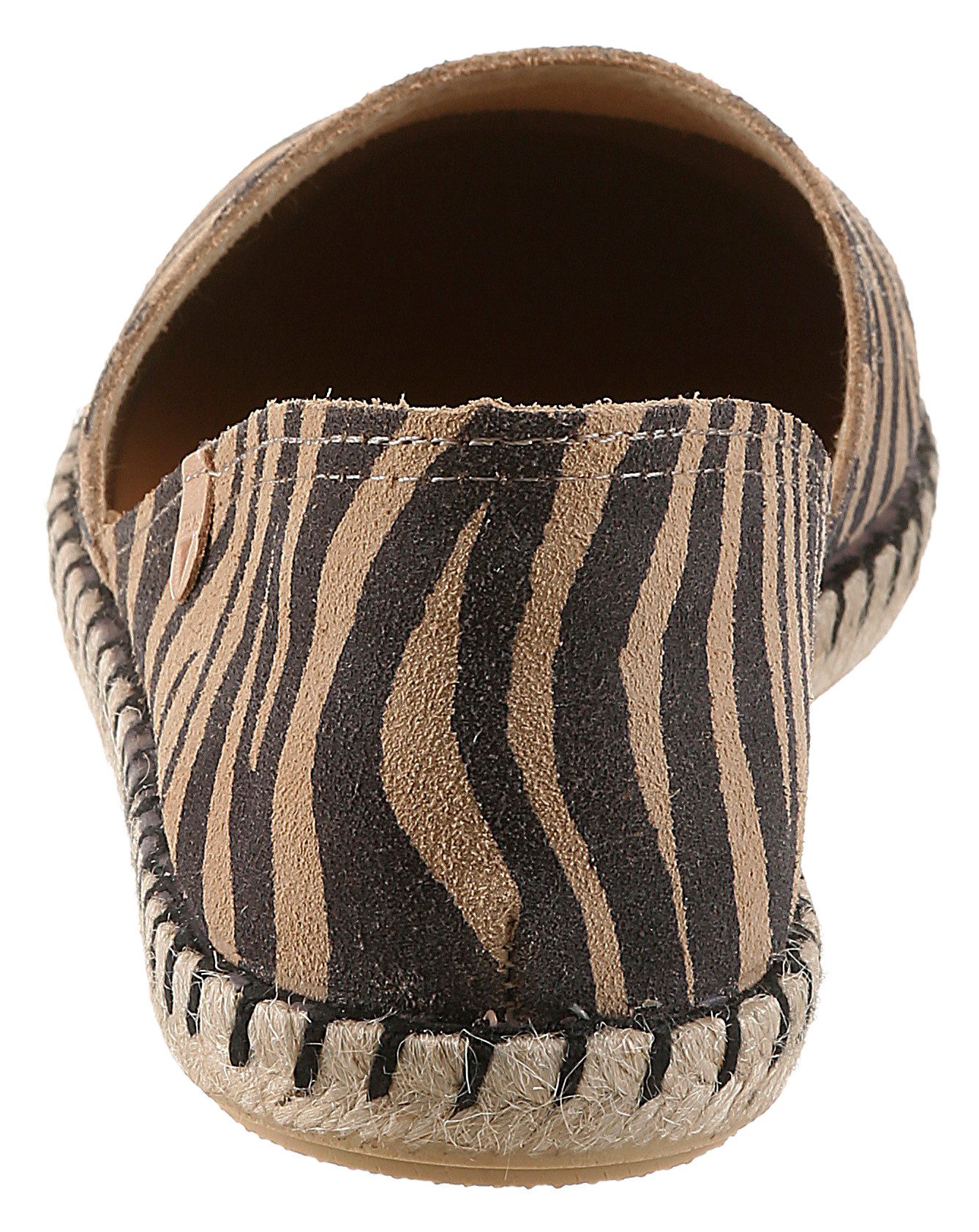VERBENAS Espadrille Slipper, Sommerschuh, Urlaubsschuh, Flat im Zebra-Look