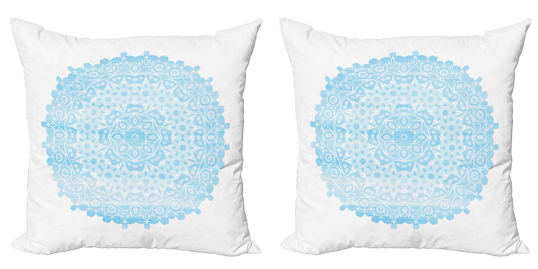Kissenbezüge Modern Accent Doppelseitiger Digitaldruck, Abakuhaus (2 Stück), Blauer Mandala Aquarell-Blumen-Kunst