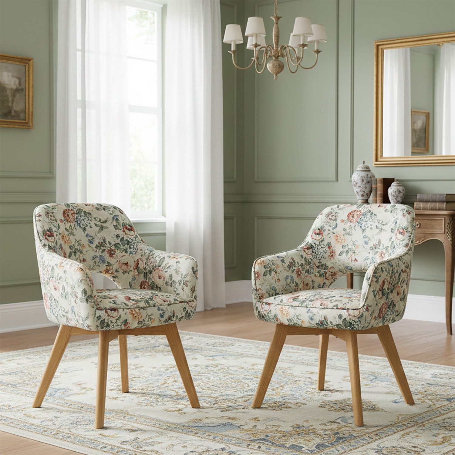 DUBI Möbel Polsterstuhl Mika-Lena (2 St), Federkern, Eiche geölt, 360° drehbar im 2er-Set