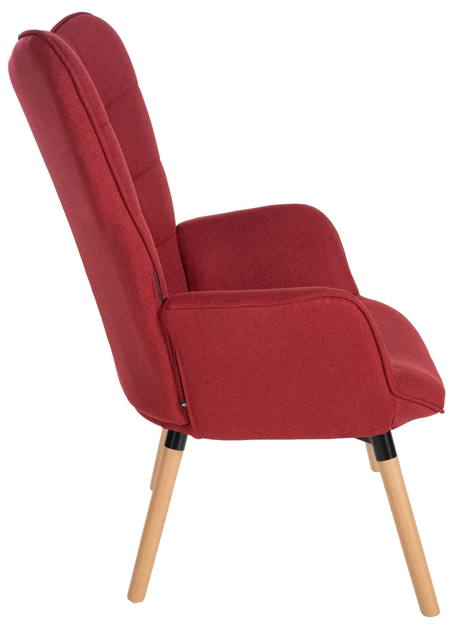 Stoff-Bezug mit rot CLP Loungesessel Stuhl Buchenholz und Gestell Garding, aus