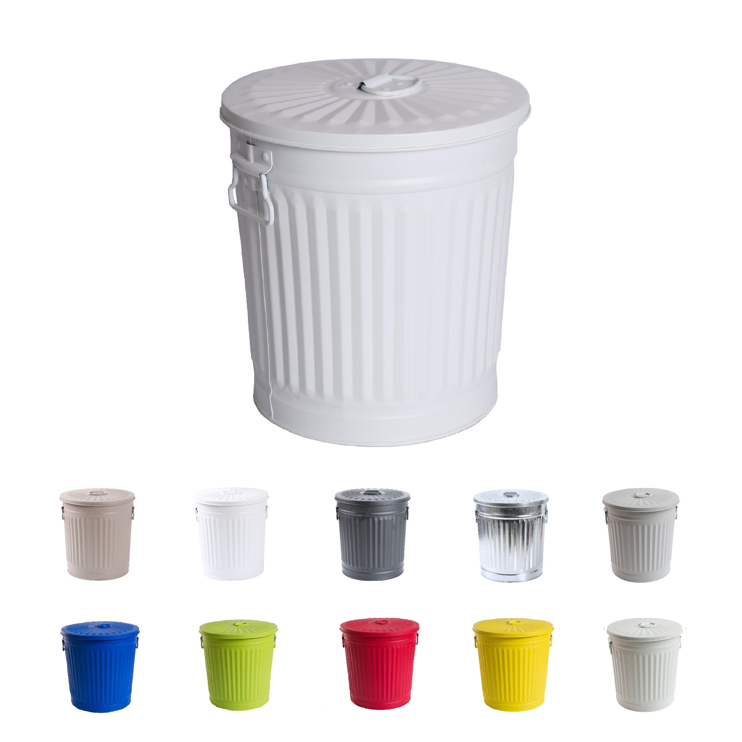 Jinfa Mülleimer mit Deckel, Ascheeimer, Mülltonne, aus Metall, Höhe 21,5cm Ø Oben 21,5 cm, Vol.: 7 Liter. € 25,79