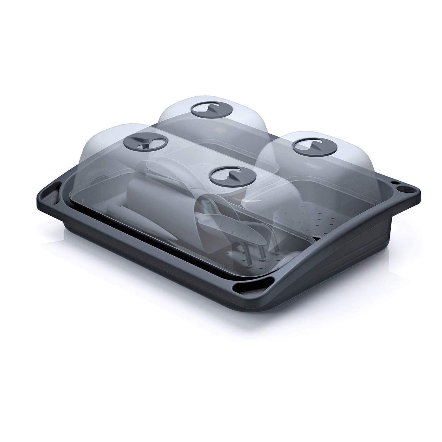 Prosperplast Gewächshaus Starter-Set Respana, Anzuchtschalen-Set, Inkl. 4 Handwerkzeugen, Gesamt-Abmessung ca. 58 x 46 x 19 cm