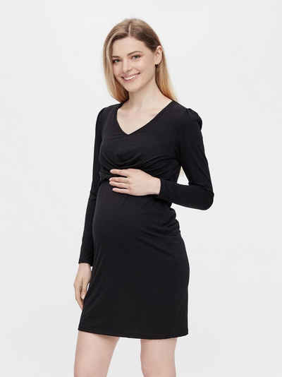 Mamalicious Shirtkleid Umstands Mini Kleid Stretch Shirt Dress MLELLEN (lang) 5000 in Schwarz