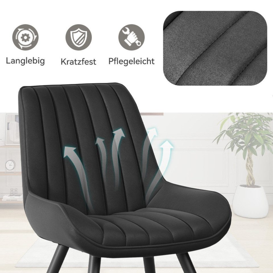 HawthyHome Esszimmerstuhl Stuhlset – Polsterstühle, Moderner Küchenstuhl (4 St), mit Ergonomischer Rückenlehne und Metallbeinen, 4er Set – Bild 5 von 5
