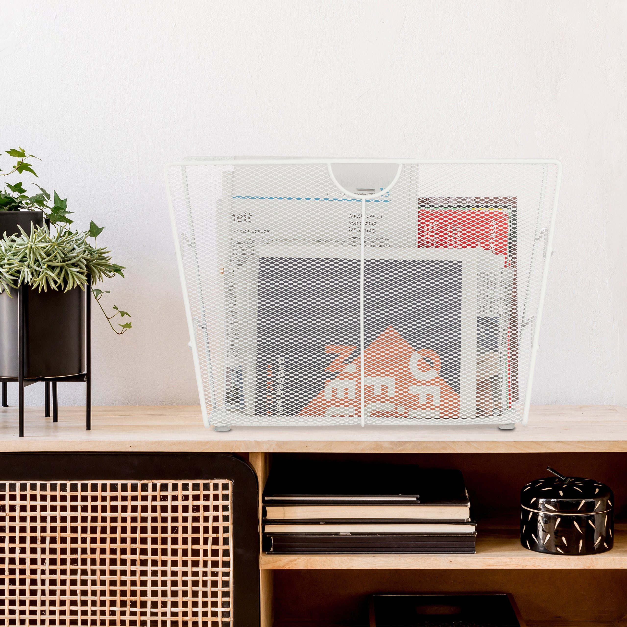 relaxdays Zeitungsständer Metall weiß günstig online kaufen