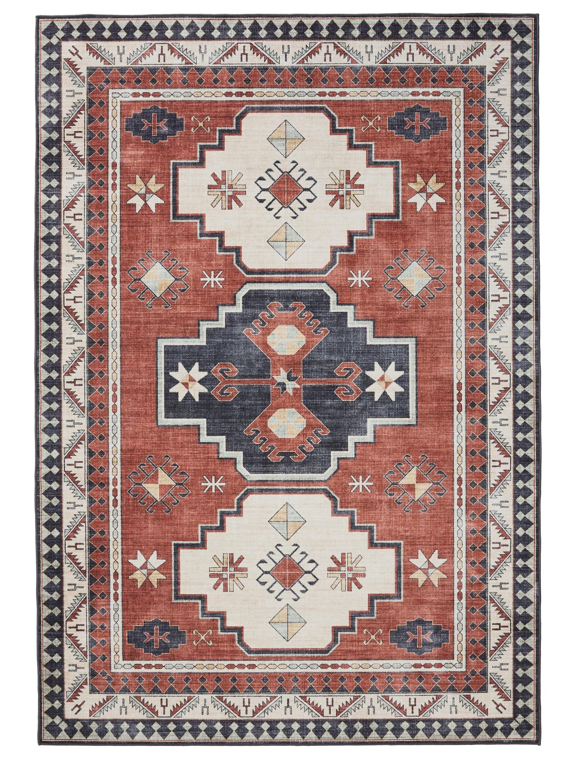 benuta Teppich George, rechteckig, Höhe: 5 mm, Vintage-Look, Kurzflor, Teppich Wohnzimmer, Schlafzimmer, Waschbar