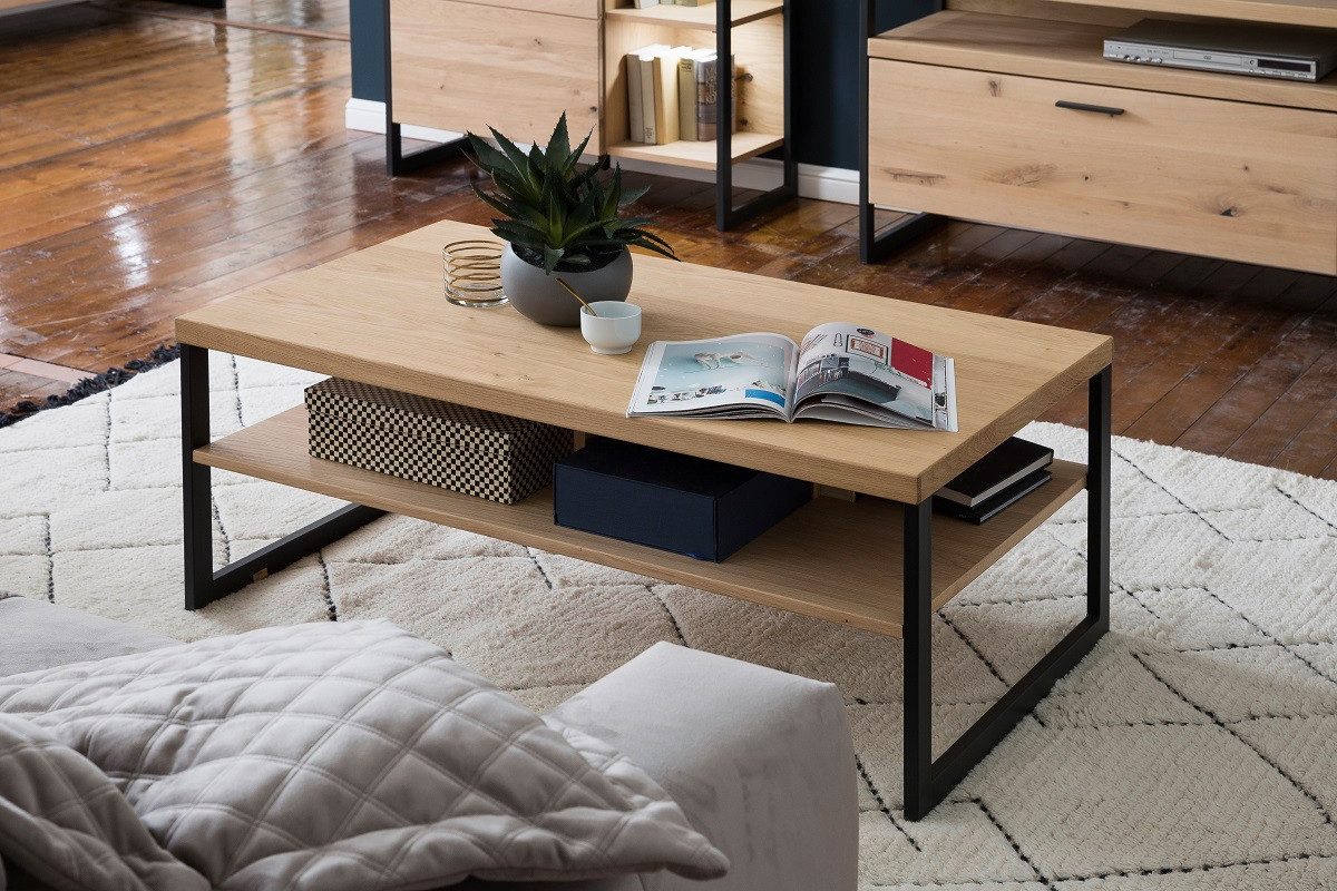 MCA furniture Couchtisch Couchtisch Salerno, mit Ablage, 115x65, Balkeneiche Bianco (no-Set), Breite 115 cm,Tischplatte aus Holzwerkstoff