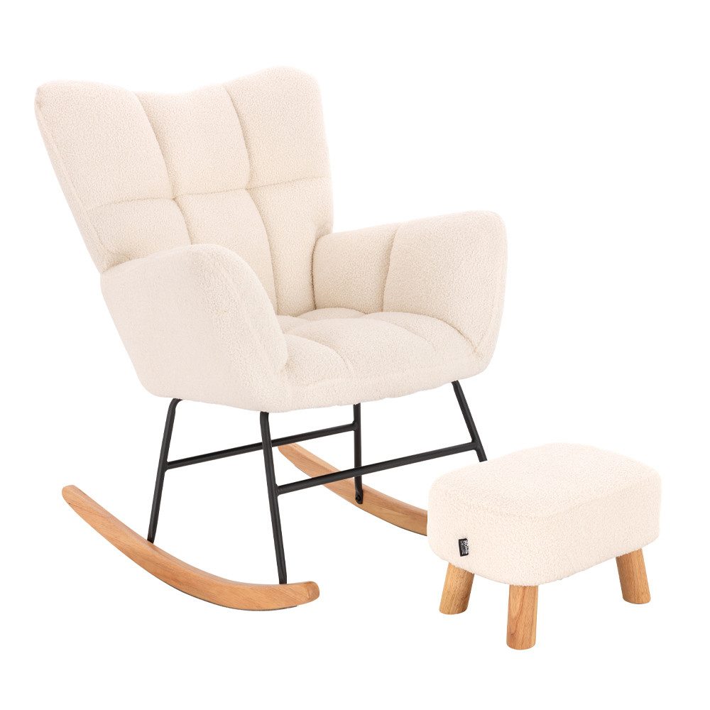 HOME DELUXE Schaukelstuhl NARA inkl. Hocker - Bouclé 68 x 95 x 88 cm, Boucl günstig online kaufen