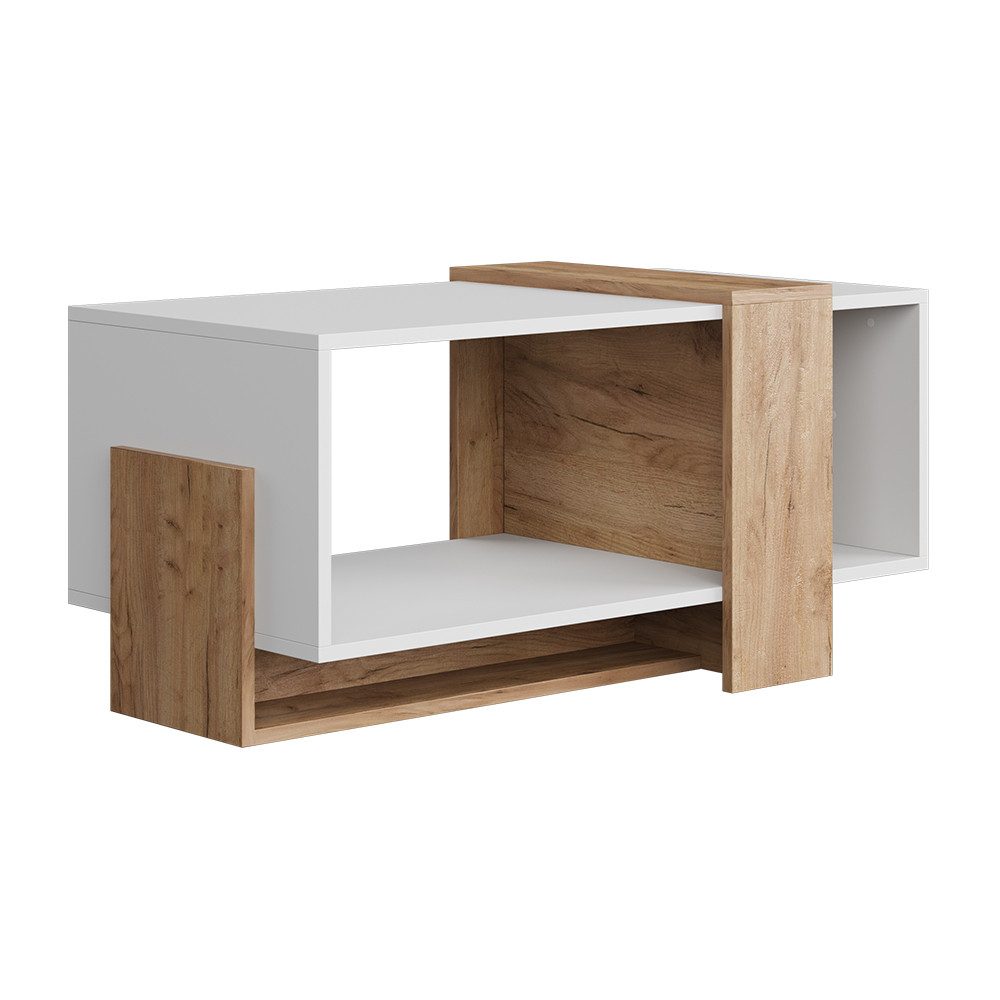 Vicco Couchtisch Aven, Weiß/Goldkraft Eiche, 91.8 x 49 cm günstig online kaufen