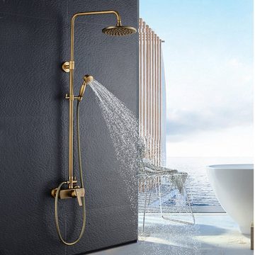 AuraLum pro Duschsystem Duscharmatur Retro mit Armatur aus Antik höhenverstellbar Duschsäule