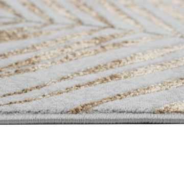 Teppich Moderner Designerteppich mit Palmenzweigen grau gold, Carpetia, rechteckig, Höhe: 8 mm